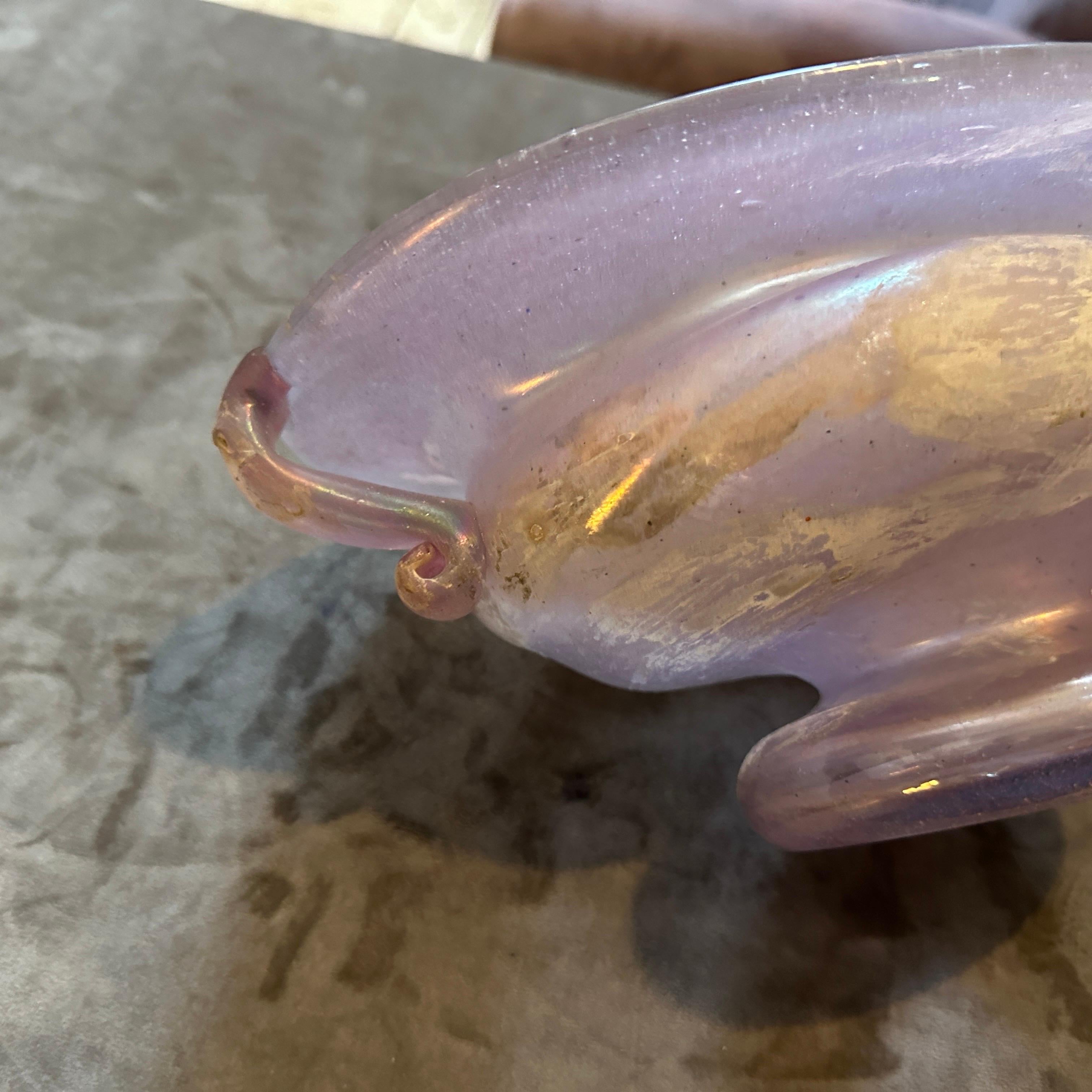 Ciotola ovale in vetro di Murano rosa degli anni '70 di Cenedese Scavo In condizioni ottime in vendita a Aci Castello, IT