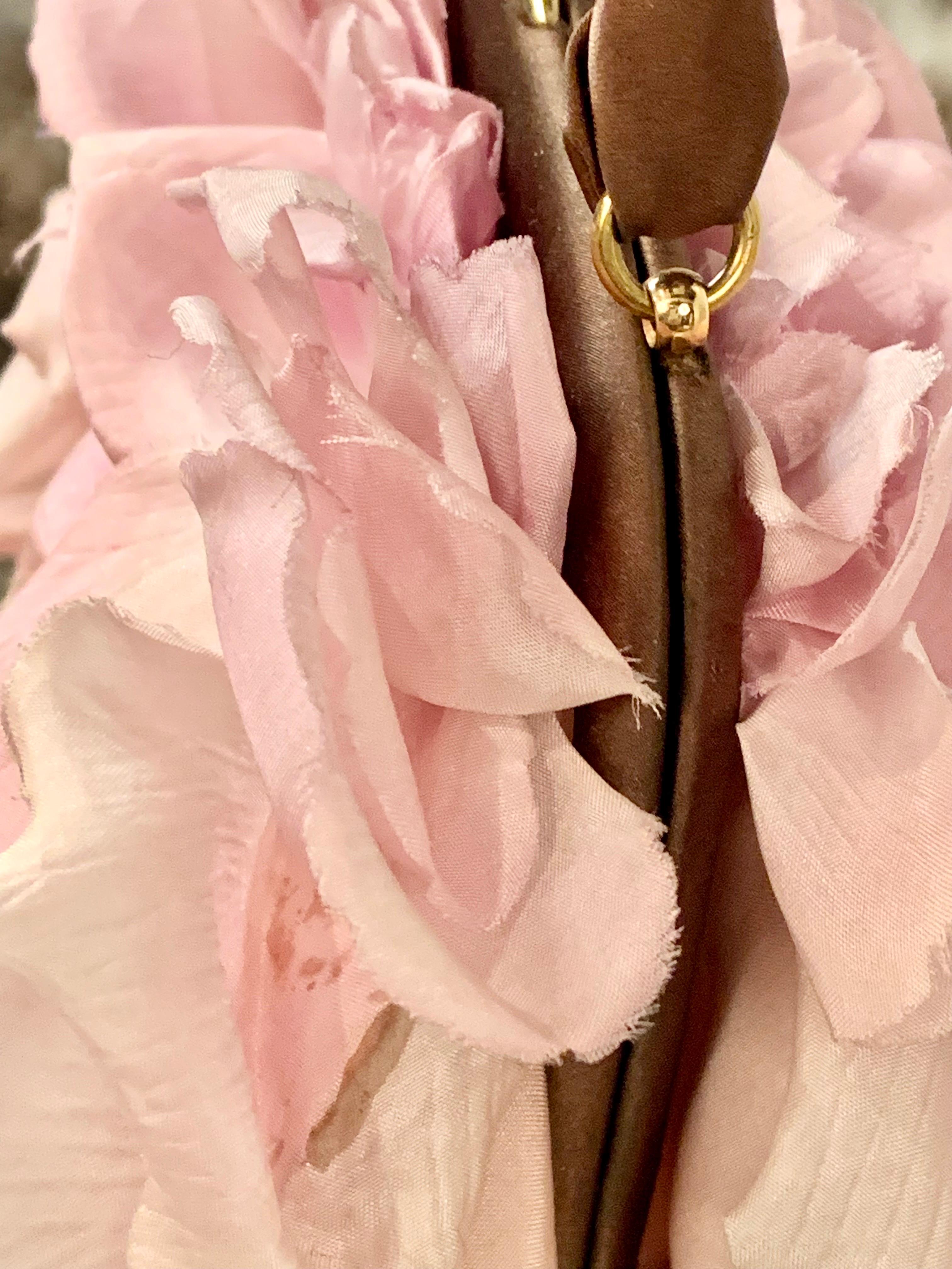 1970's Pink Silk Rose Petal Handbag Made in France for Bergdorf Goodman 6