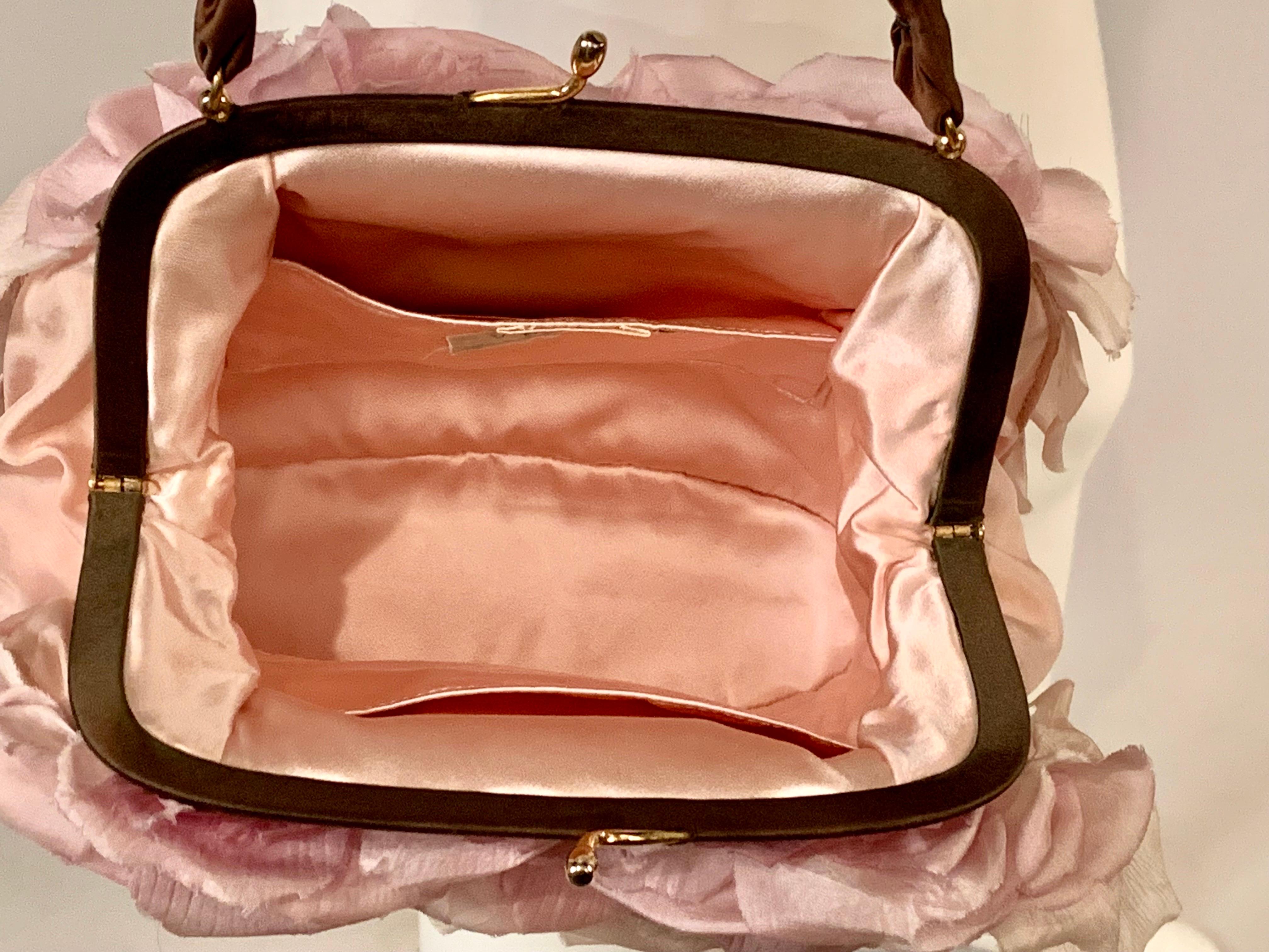 1970's Pink Silk Rose Petal Handbag Made in France for Bergdorf Goodman 8