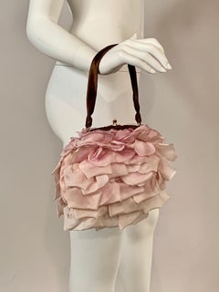 1970's Pink Silk Rose Petal Handbag Made in France for Bergdorf Goodman