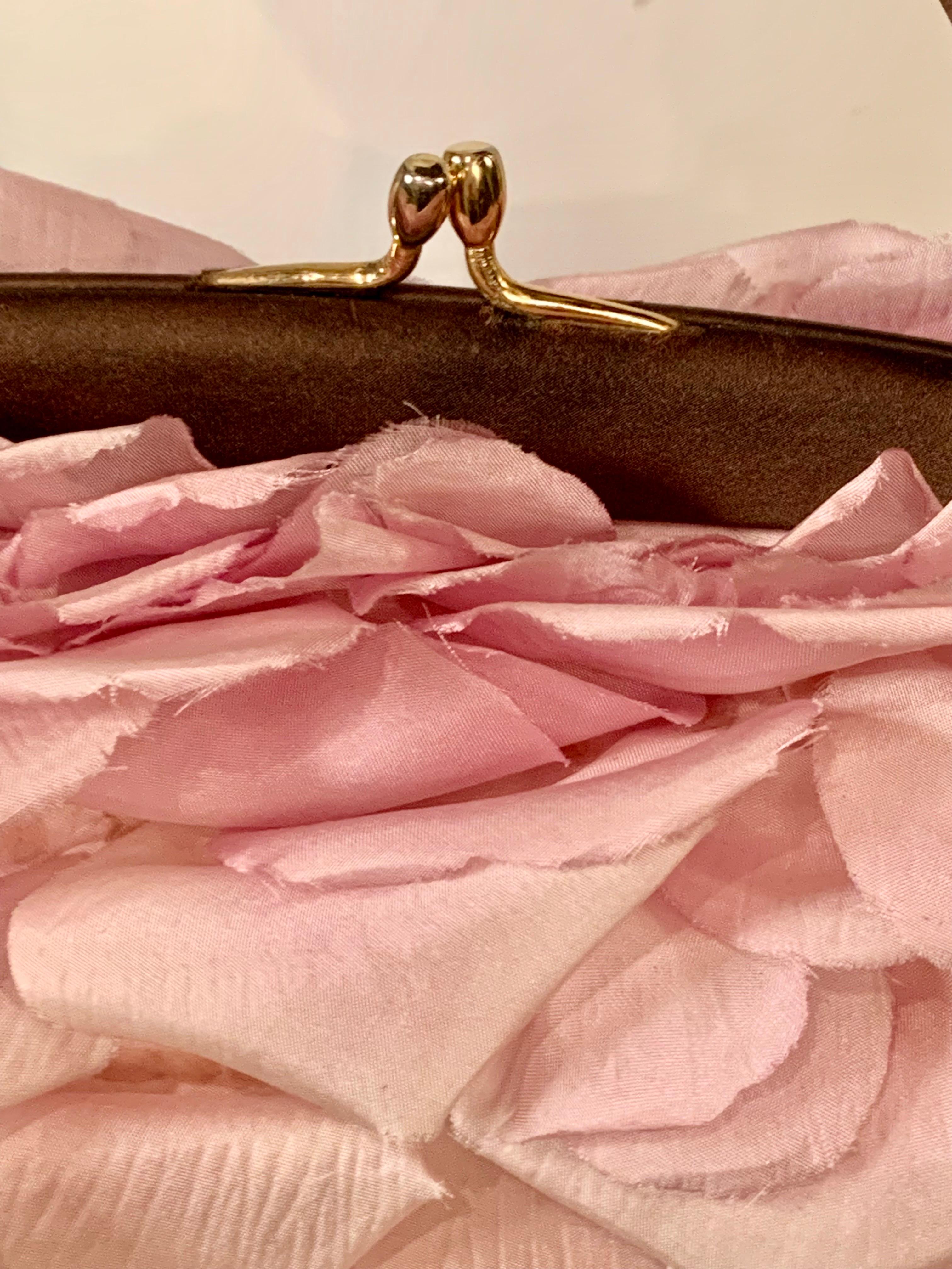1970's Pink Silk Rose Petal Handbag Made in France for Bergdorf Goodman 2