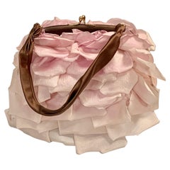 1970's Pink Silk Rose Petal Handbag Made in France for Bergdorf Goodman