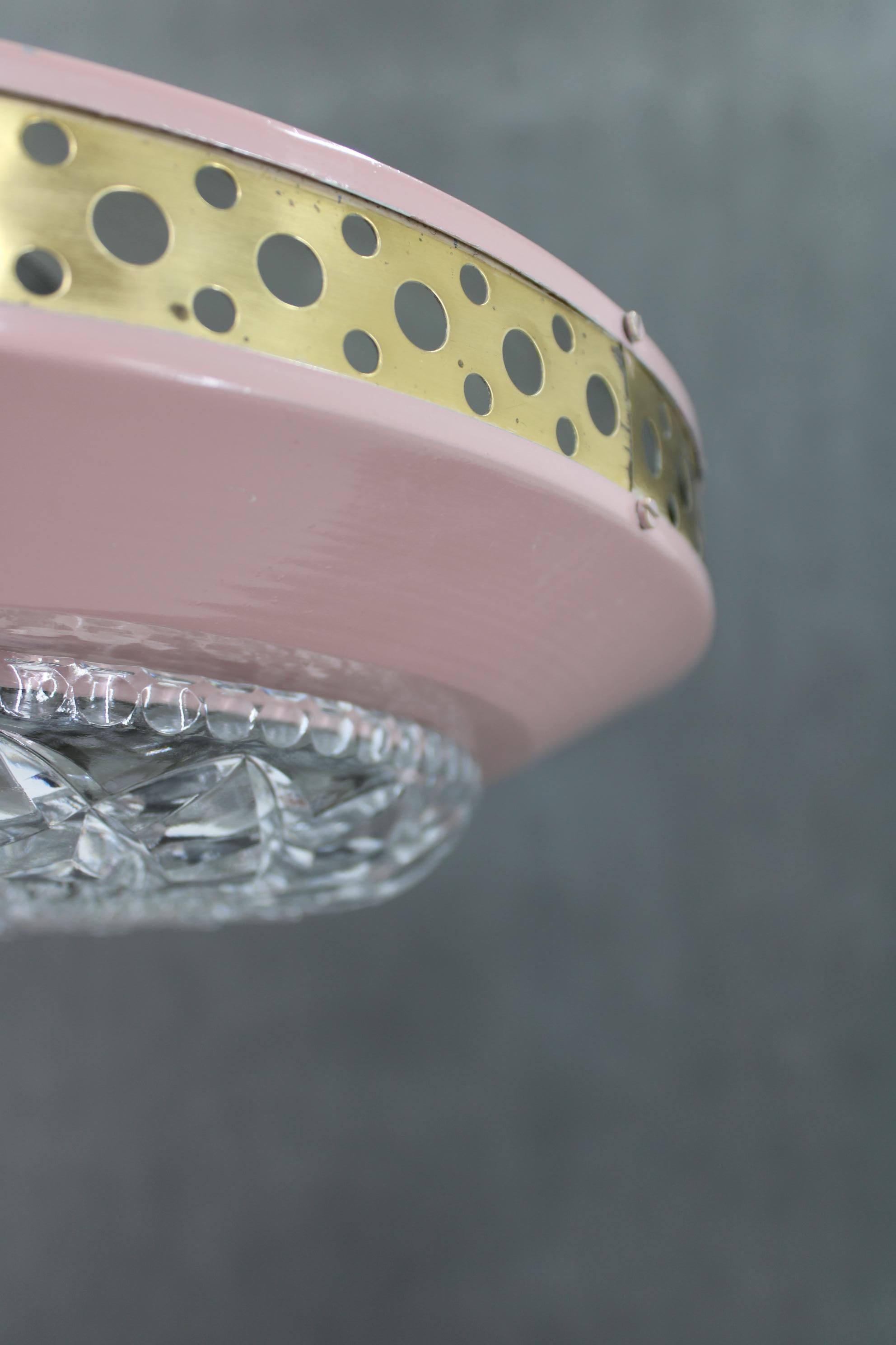 Late 20th Century 1970s Pink Space Age Metal Pendant by LUDIB Bratislava, Czechoslovakia