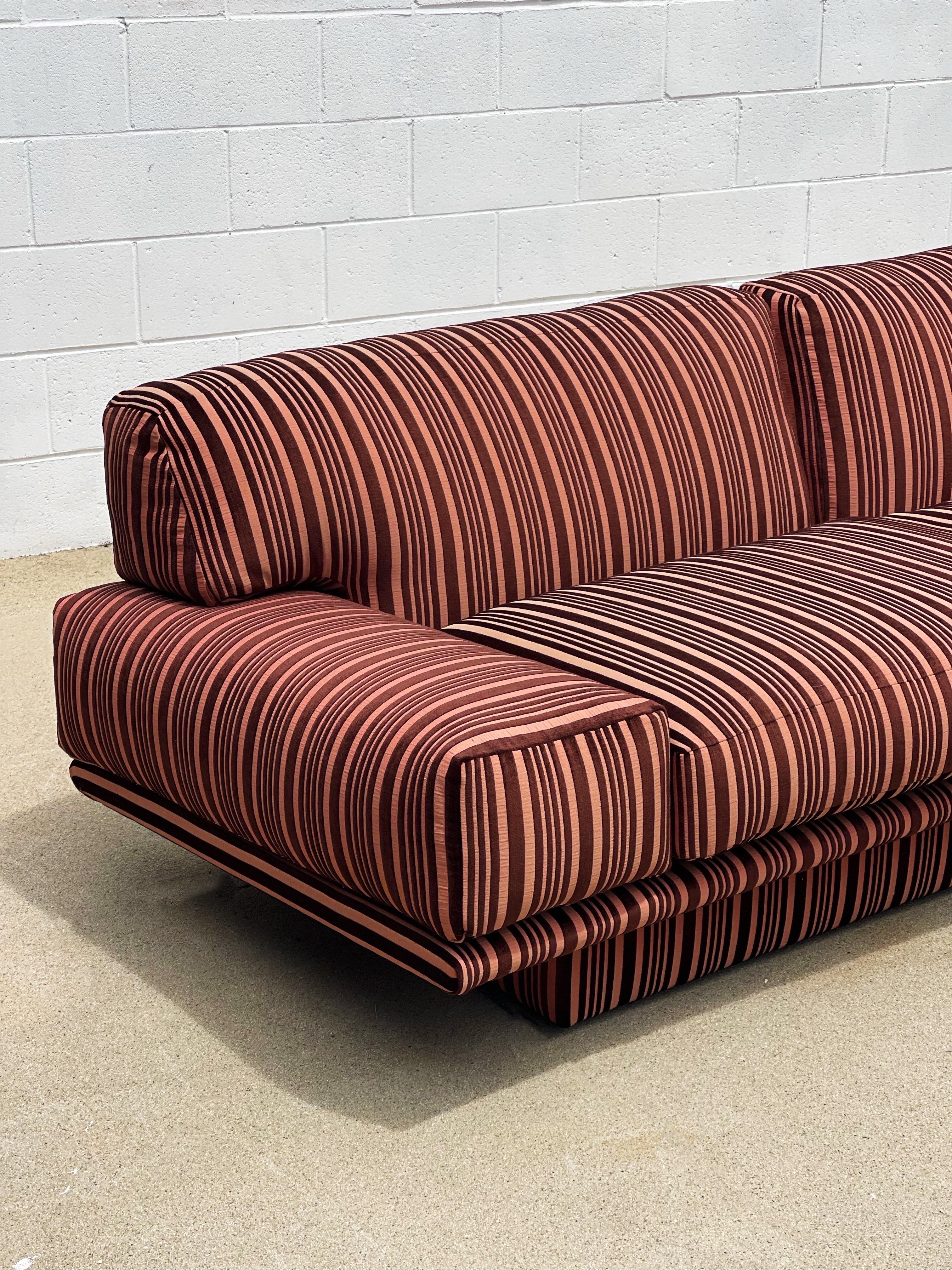 Hand-Crafted 1970s Pink Striped Floating Sofa 