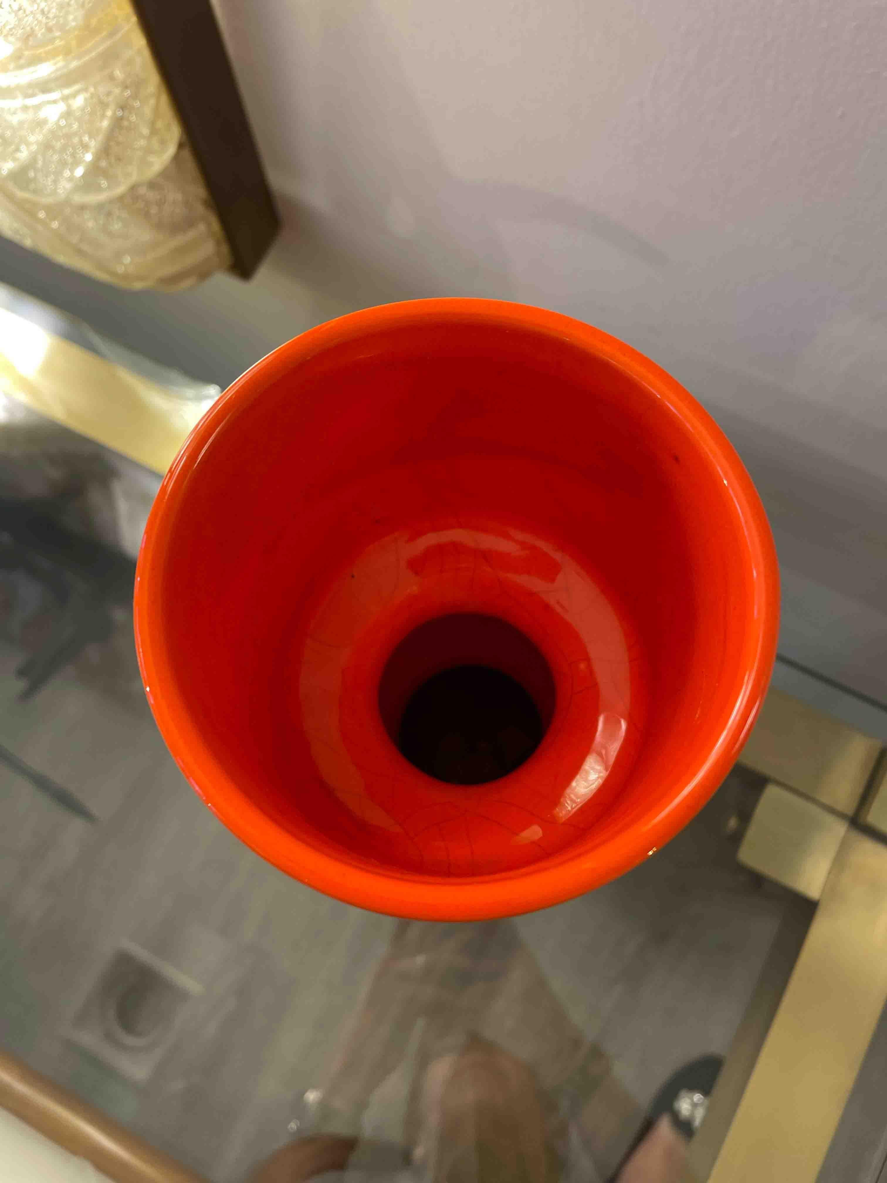 Ceramica Vaso in ceramica arancione di Pino Spagnolo degli anni '70 in vendita