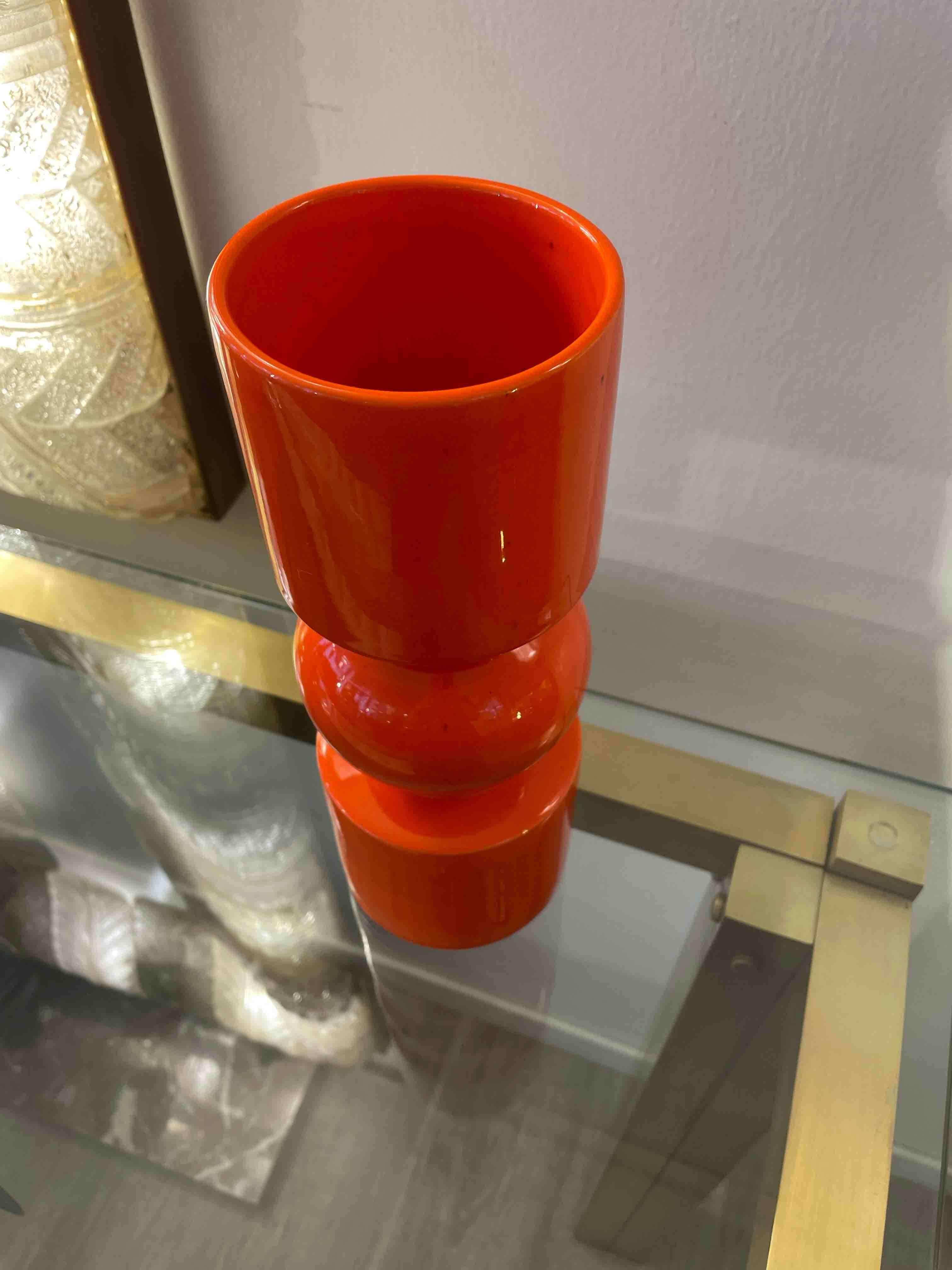 Vaso in ceramica arancione di Pino Spagnolo degli anni '70 in vendita 1