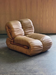 1970s MP 115 Lounge Chair by Percival Lafer for Lafer in tan leather