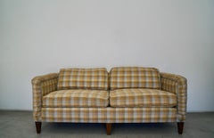 1970s Plaid Linen Beverly Interiors Down-Filled Sofa