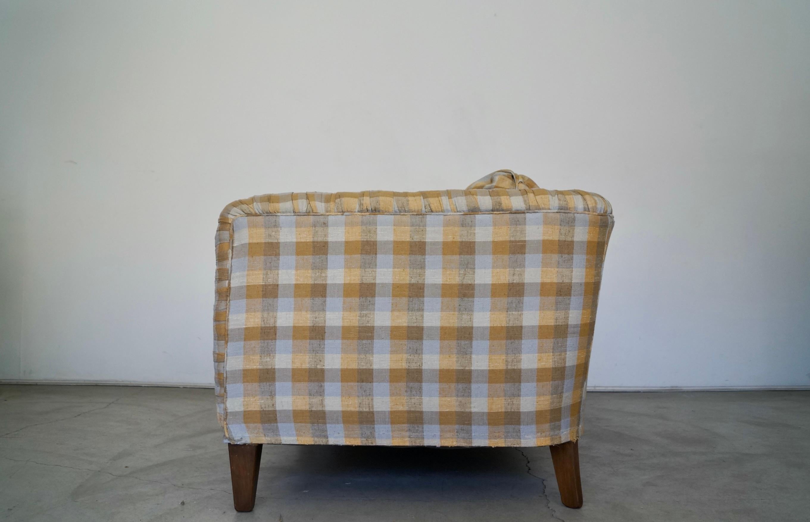 Late 20th Century 1970s Plaid Linen Beverly Interiors Down-Filled Sofa
