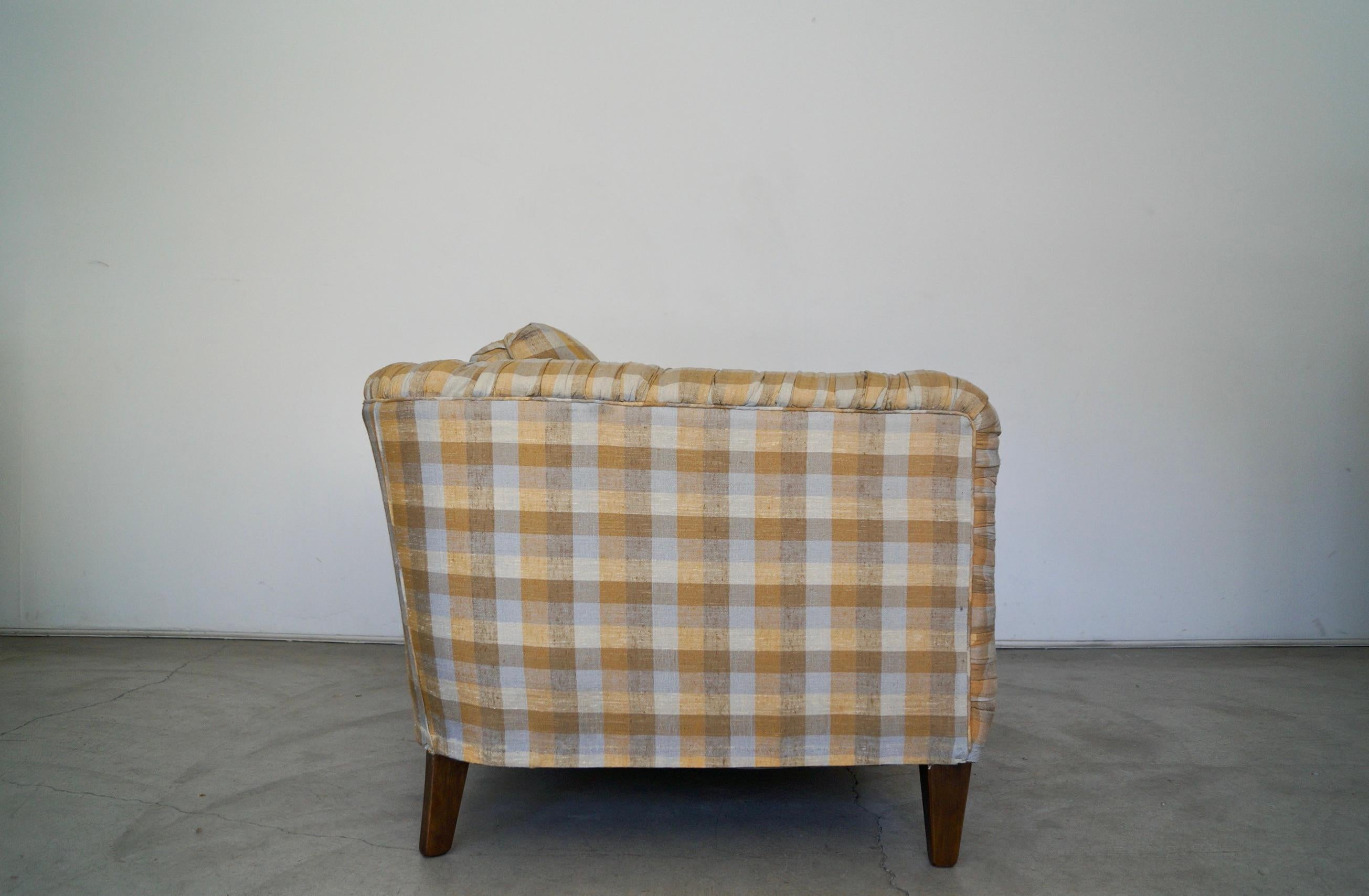 1970s Plaid Linen Beverly Interiors Down-Filled Sofa 2