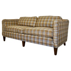 1970s Plaid Linen Beverly Interiors Down-Filled Sofa