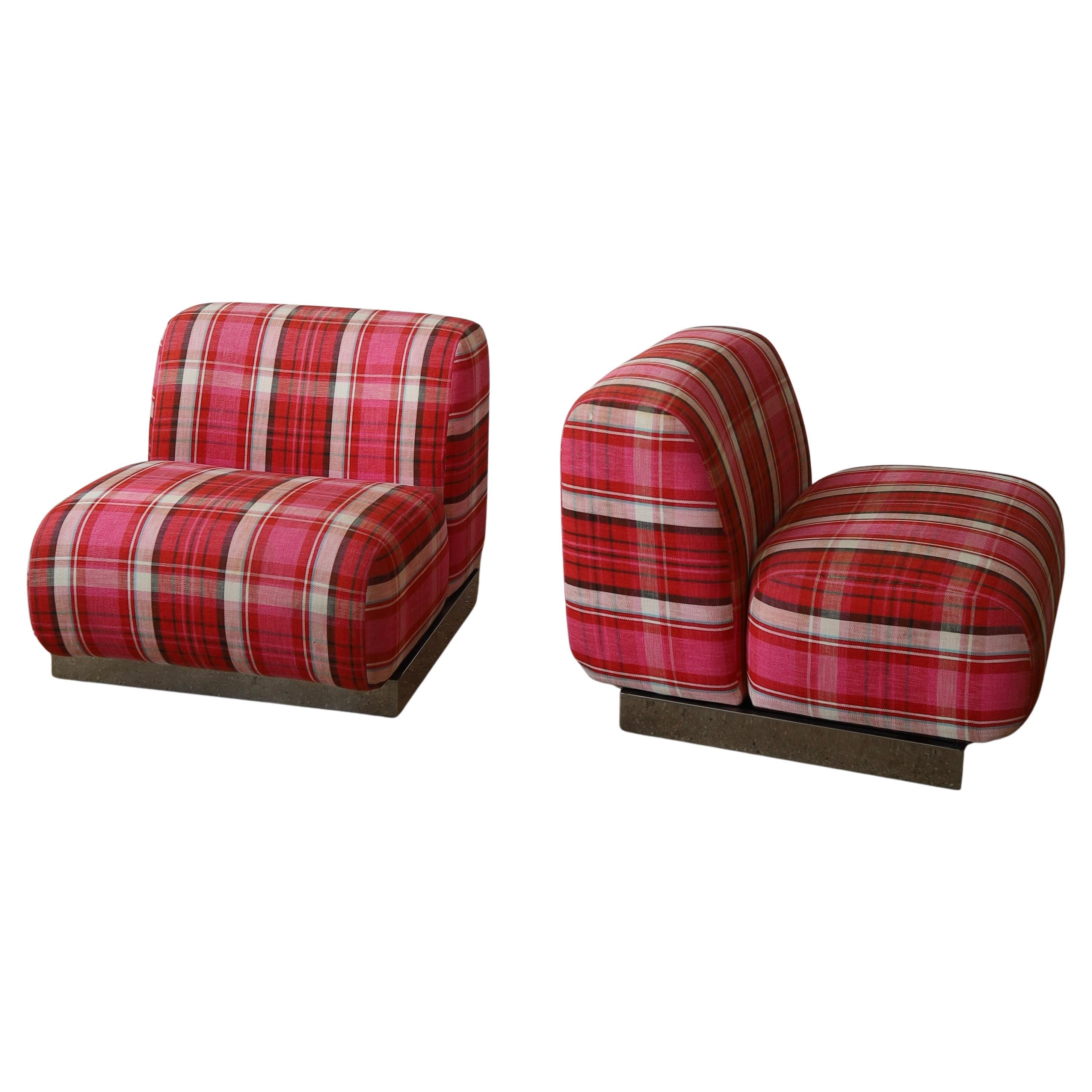 1970er Jahre Plaid Slipper Stühle, ein Paar