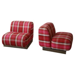1970er Jahre Plaid Slipper Stühle, ein Paar