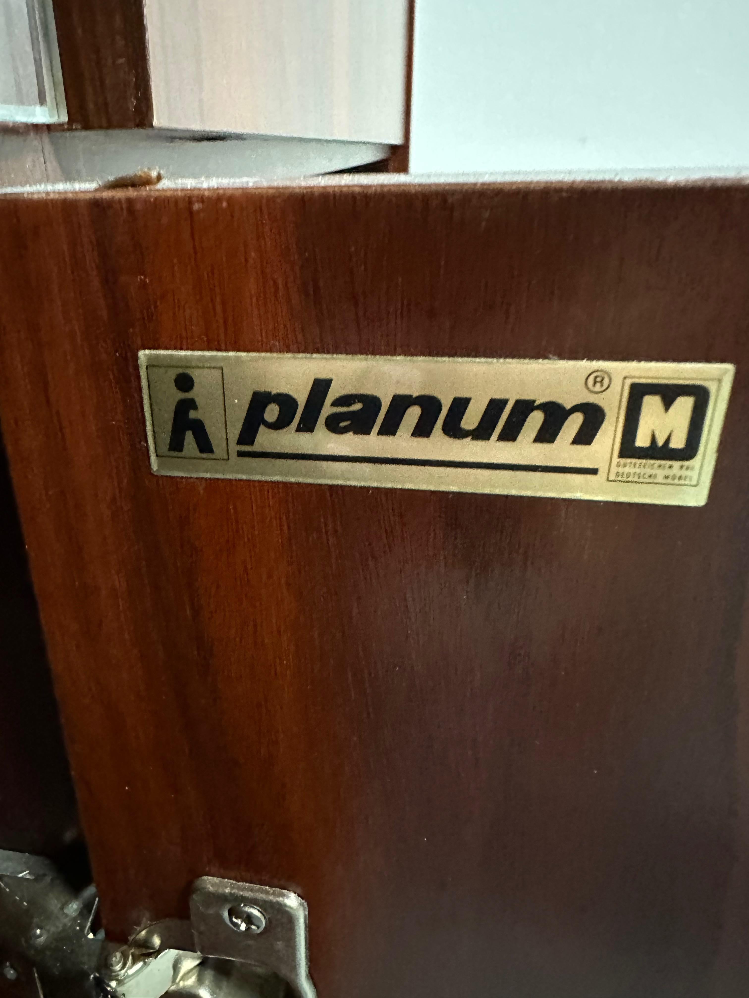 1970s Planum Rosewood and Mahogany Lighted Wall Unit with Desk Mid Century 1