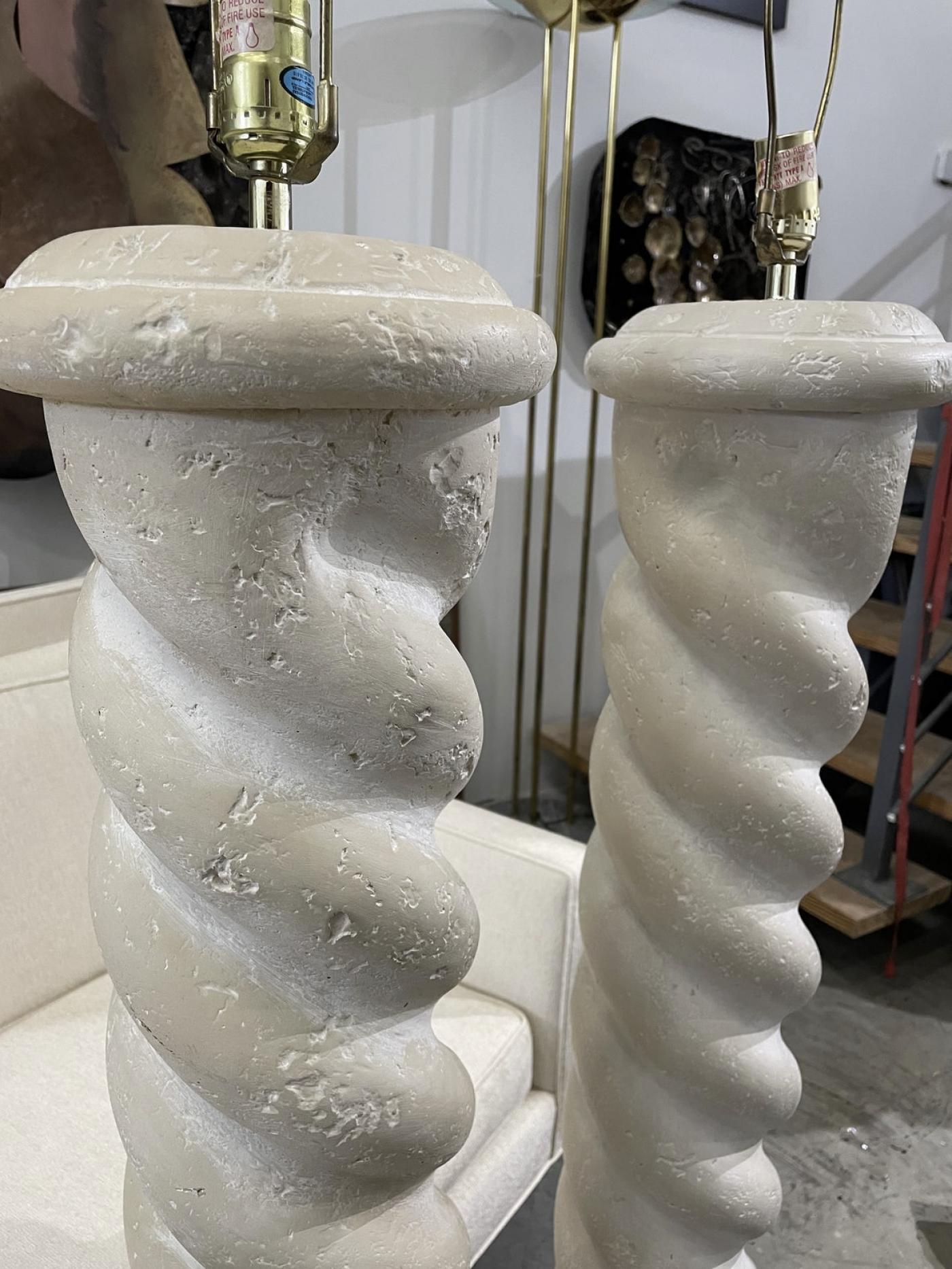 Late 20th Century 1970s Plaster Floor Lamps, a Pair For Sale