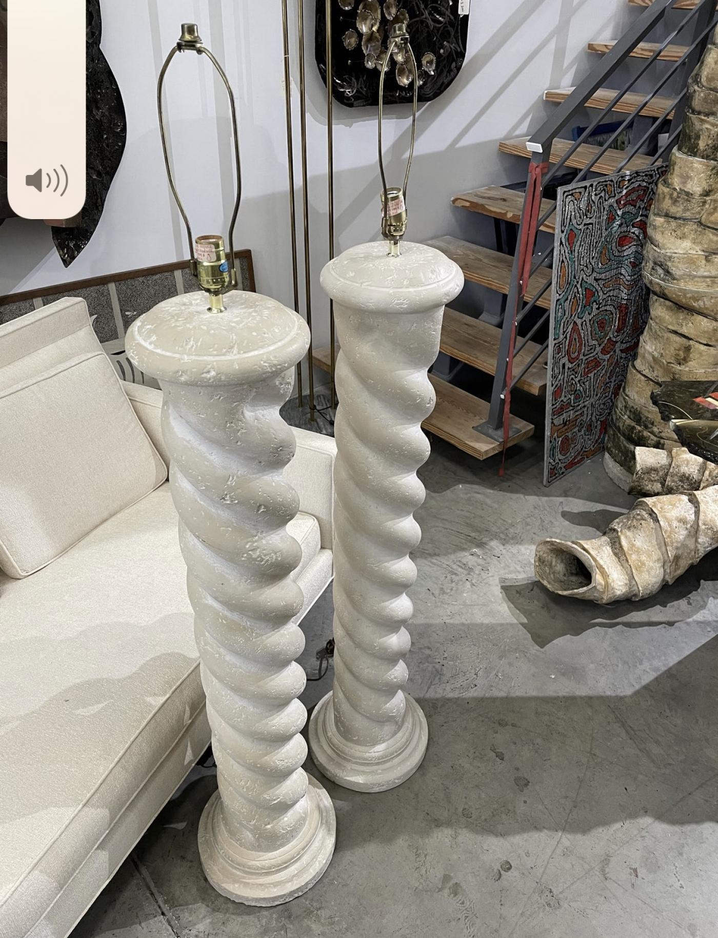 1970s Plaster Floor Lamps, a Pair For Sale 1