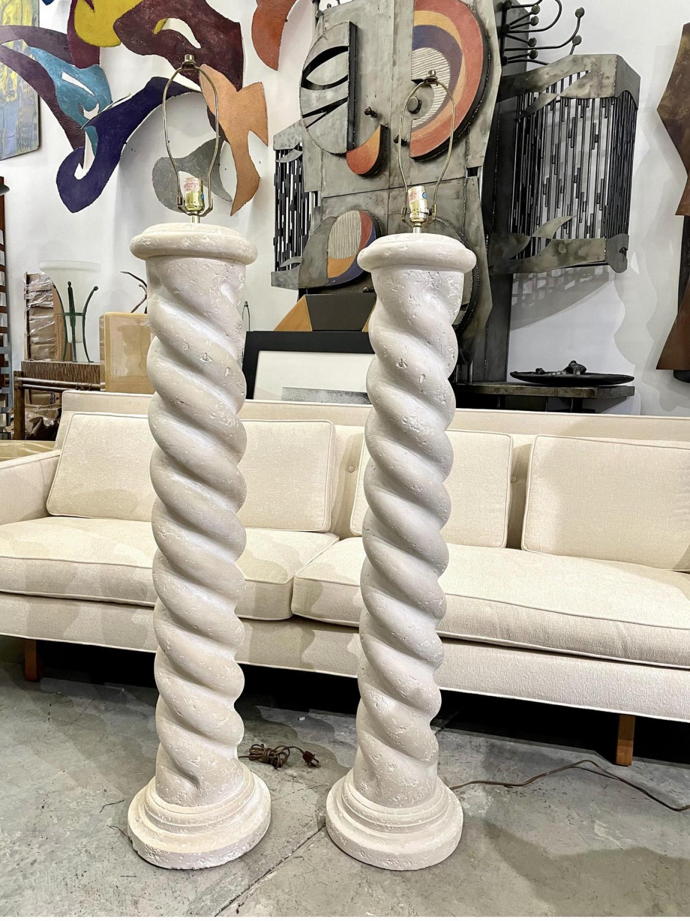 1970s Plaster Floor Lamps, a Pair For Sale 2