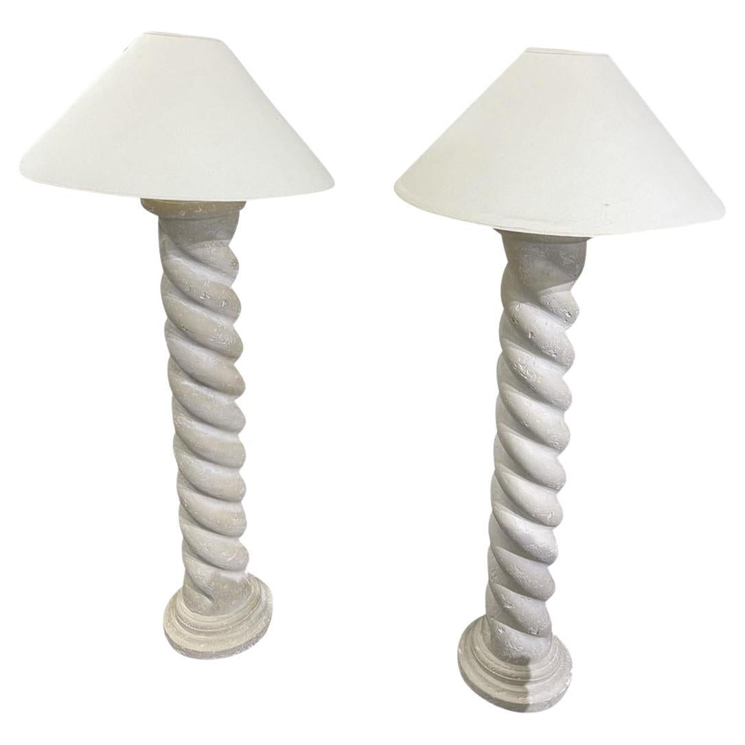 1970s Plaster Floor Lamps, a Pair For Sale