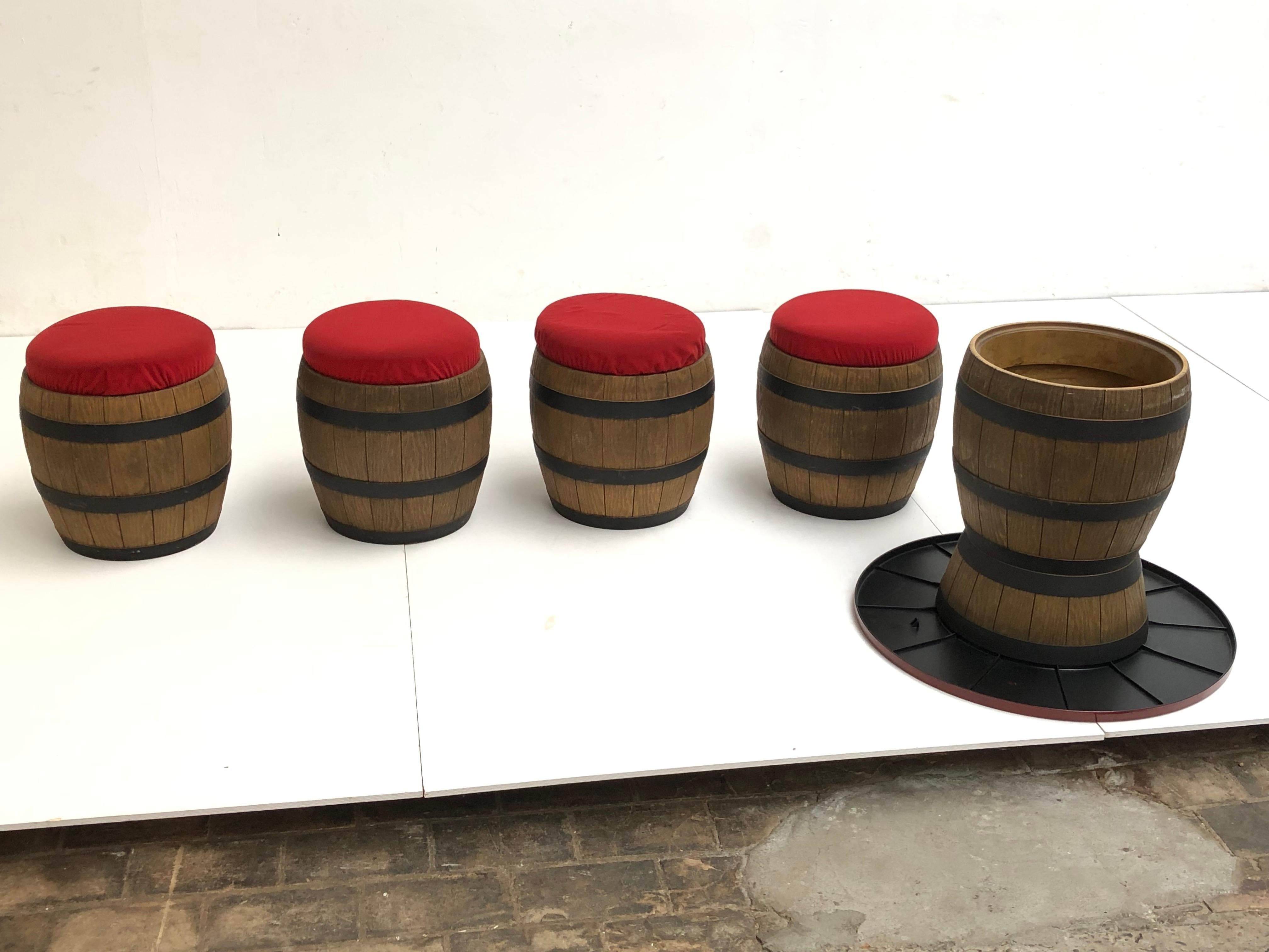 1970s Plastic Fantastic 'Whiskey Barrel' Drinking Table and Stools Emsa Germany For Sale 3