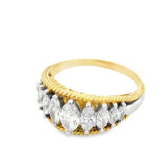 1970s Platinum and 18K Yellow Gold Marquise Diamond Band w/ Independent App.