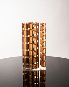 Spiralvase aus Plexiglas und Messing aus den 1970er Jahren, zugeschrieben von Angolo Metallarte