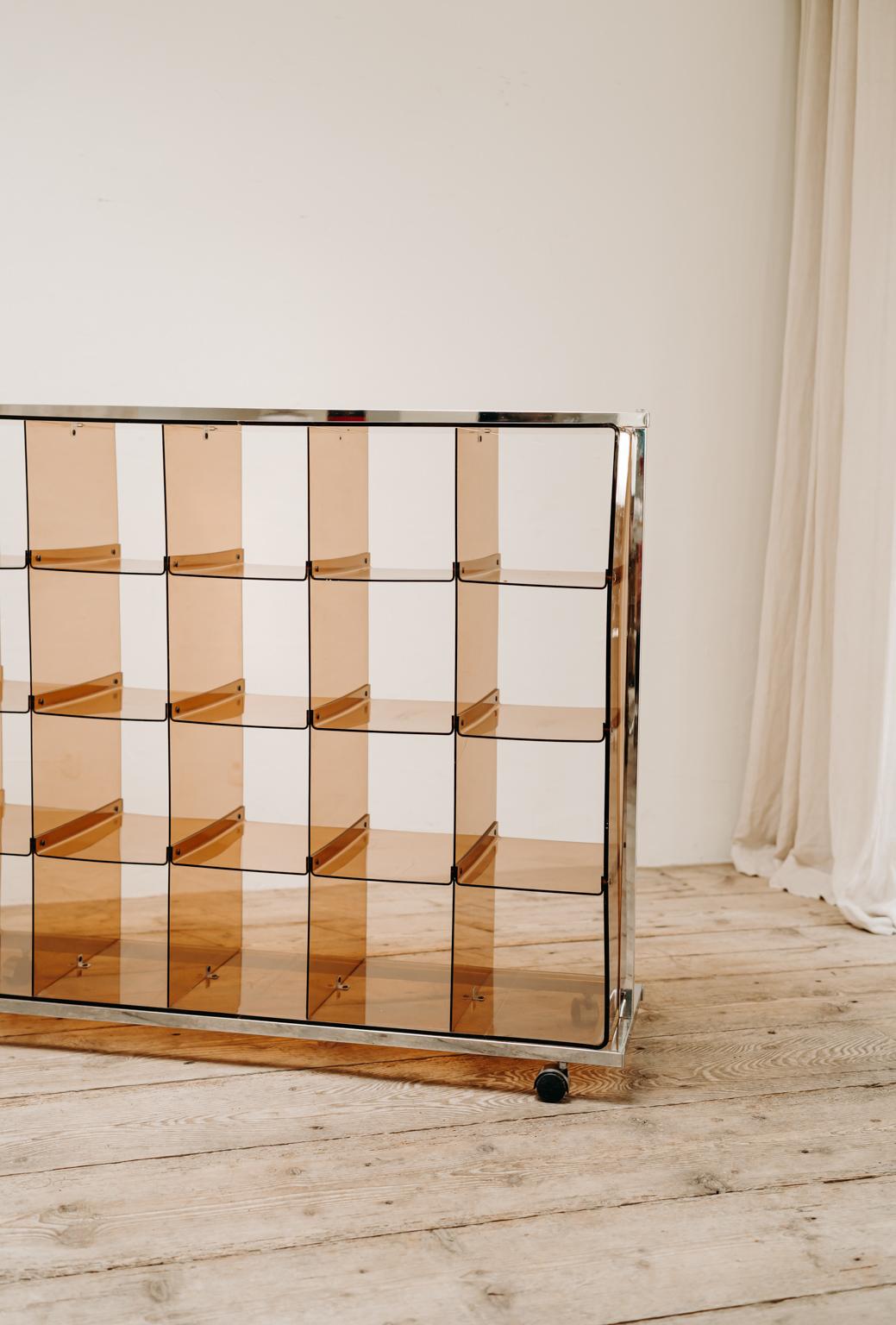 20th Century 1970's Plexiglass Bookcase on Wheels by Michel Dumas for Roche Bobois