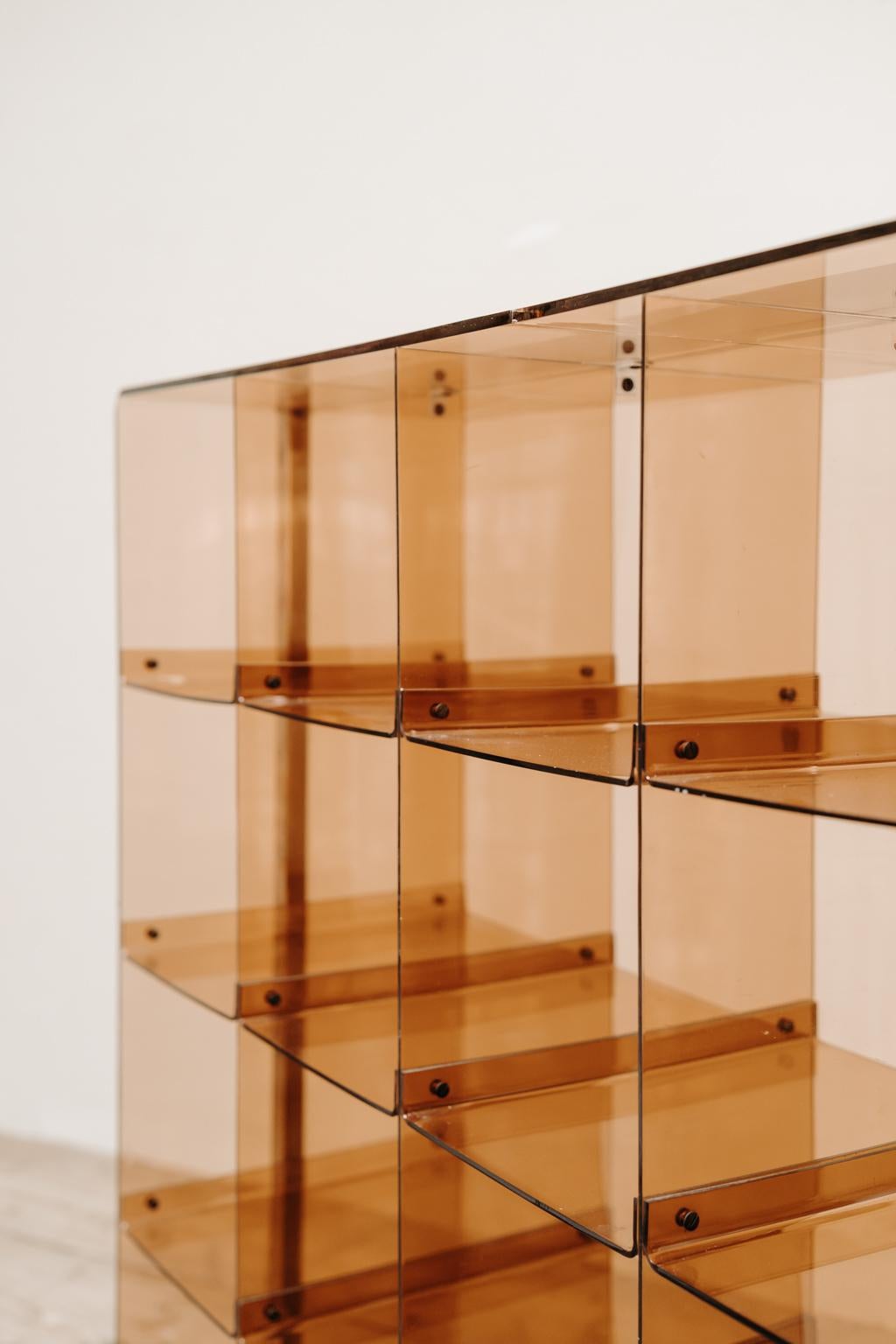 1970's Plexiglass Bookcase on Wheels by Michel Dumas for Roche Bobois 1