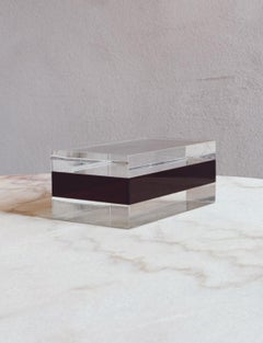 1970s Plexiglass Box with brown band