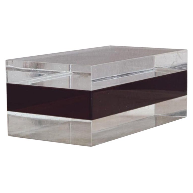 1970s Plexiglass Box with brown band For Sale