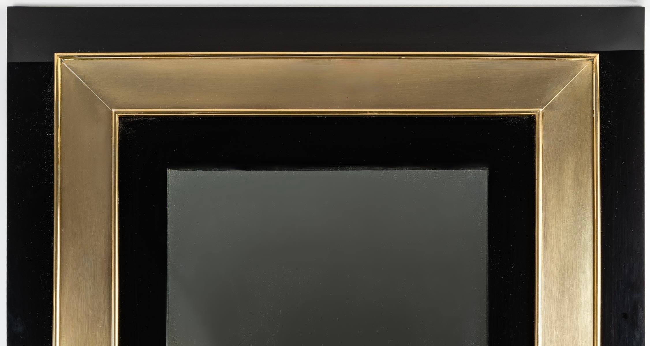 1970s Plexiglass Mirror Outlined with Brass Maison Roche In Good Condition In Saint-Ouen, FR