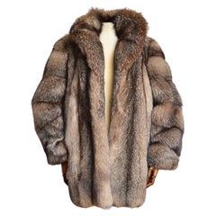 1970's Plush Luxurious Used Arctic Fox Silver Brown Fur Coat - Jacket 