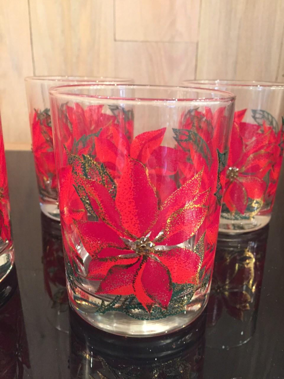 1970s Pointsetti red low tumbler glasses 8.