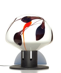Lampada da tavolo grande in vetro di design italiano Poliarte degli anni '70