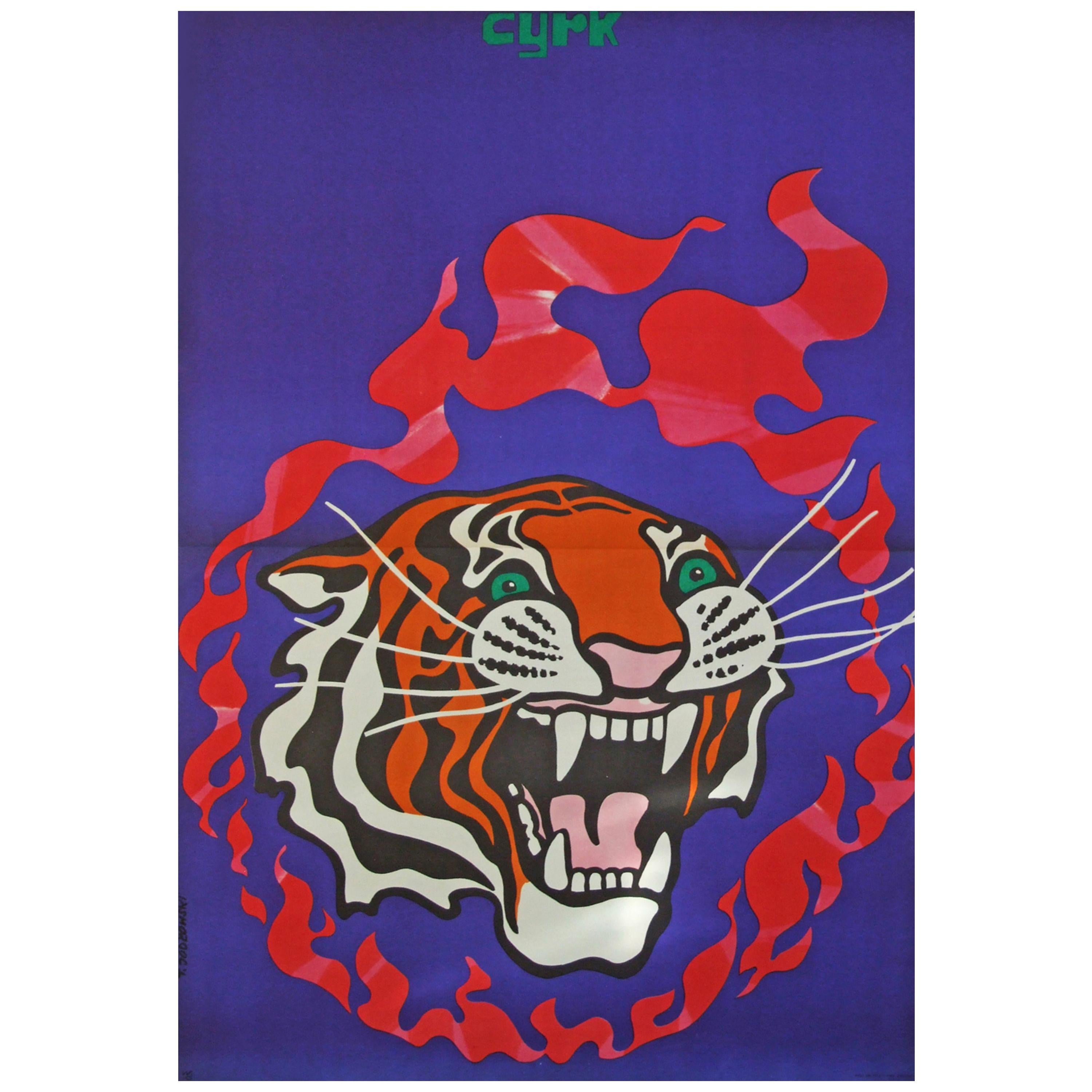 Original 1970 polish circus promotional poster designed by Tadeusz Jodlowsky.

First edition color offset lithograph.

Folded as originally issued.

Measures: L 96cm x W 67cm.
