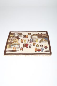 1970s Polish Wool Tapestry Wall Hanging - Folk Modern Textile Art