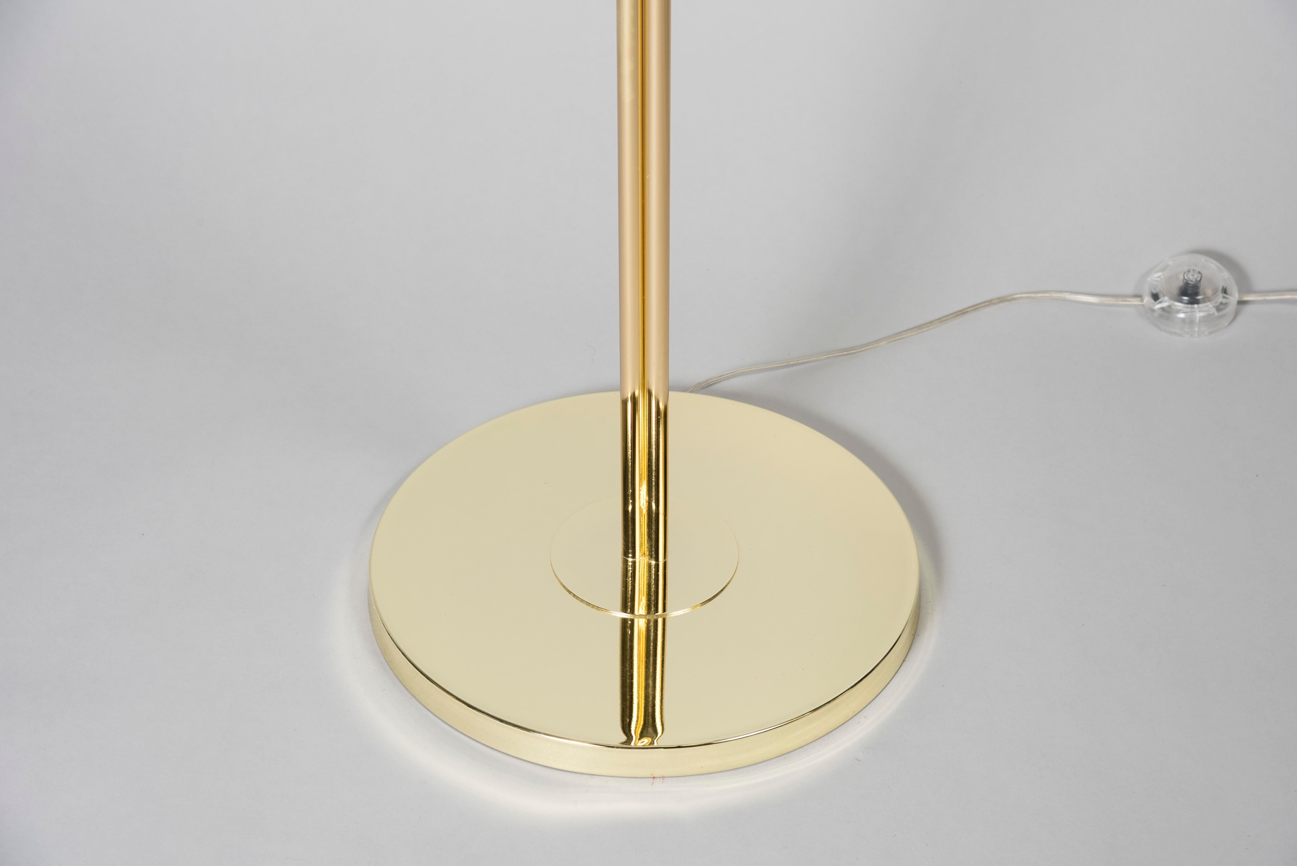 1970's polished brass floor lamp by Marie-Claude De Fouquières
Fully refinished 
Possibility of a second one to make a pair
Dimensions given without shade
No shade provided.