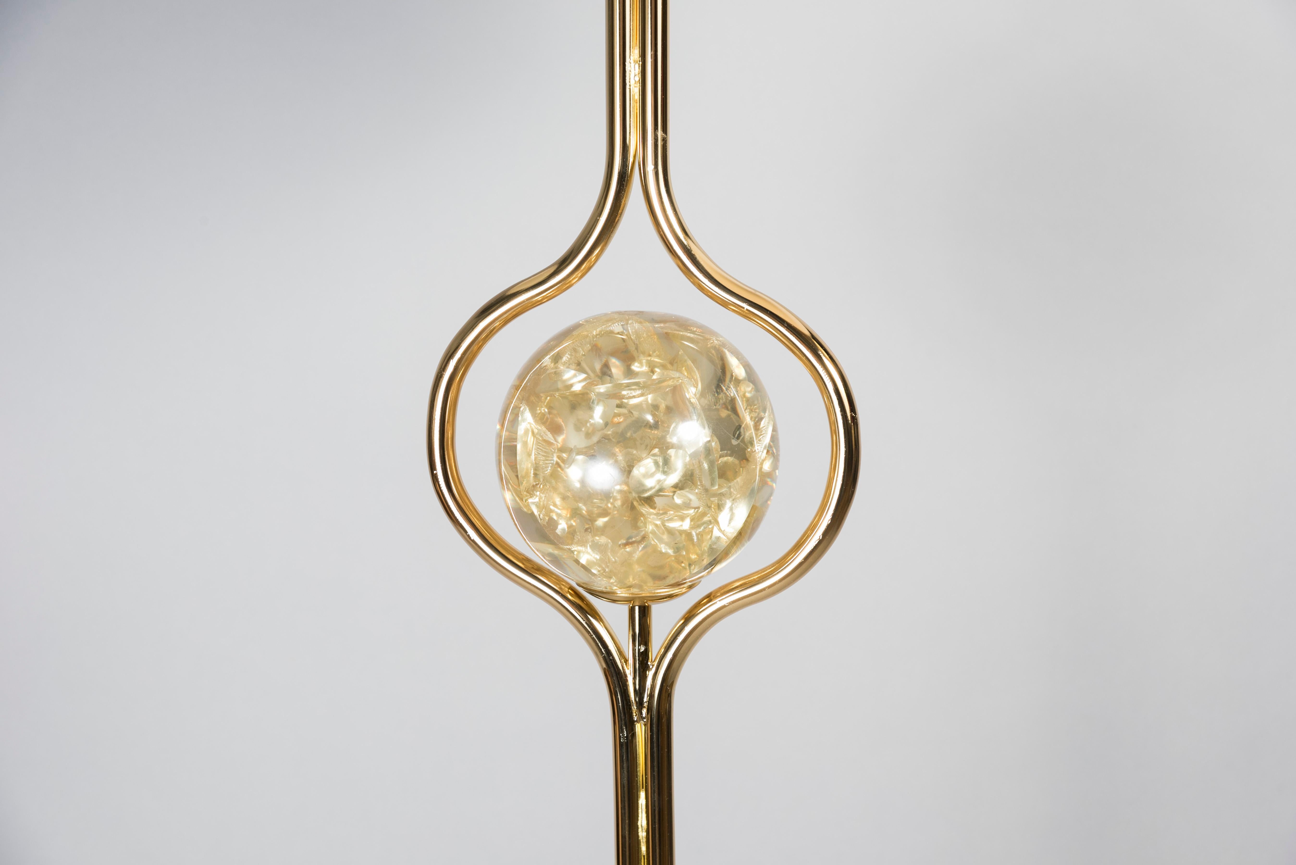 French 1970's Polished Brass Floor Lamp by Marie-Claude De Fouquières For Sale