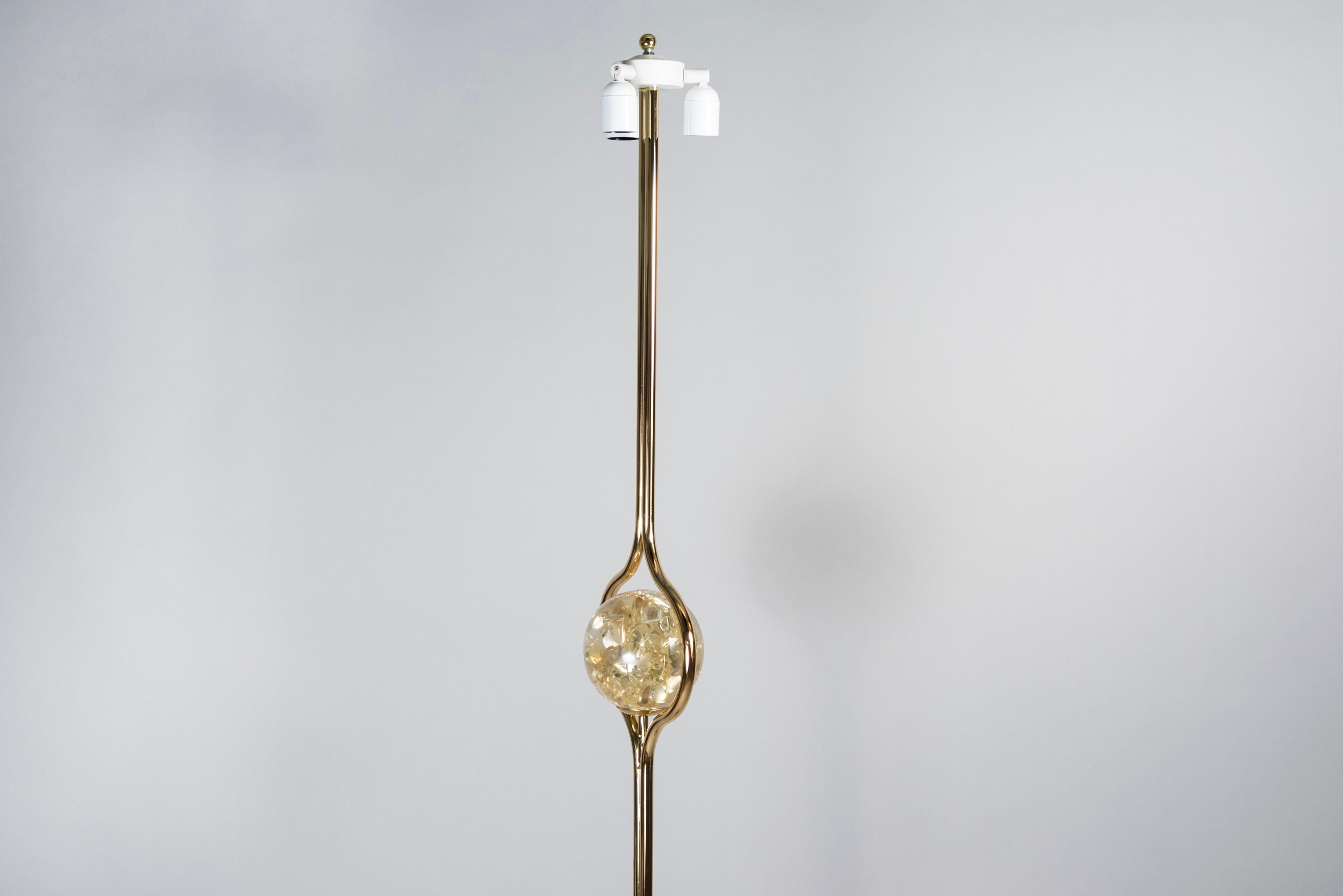 Late 20th Century 1970's Polished Brass Floor Lamp by Marie-Claude De Fouquières For Sale