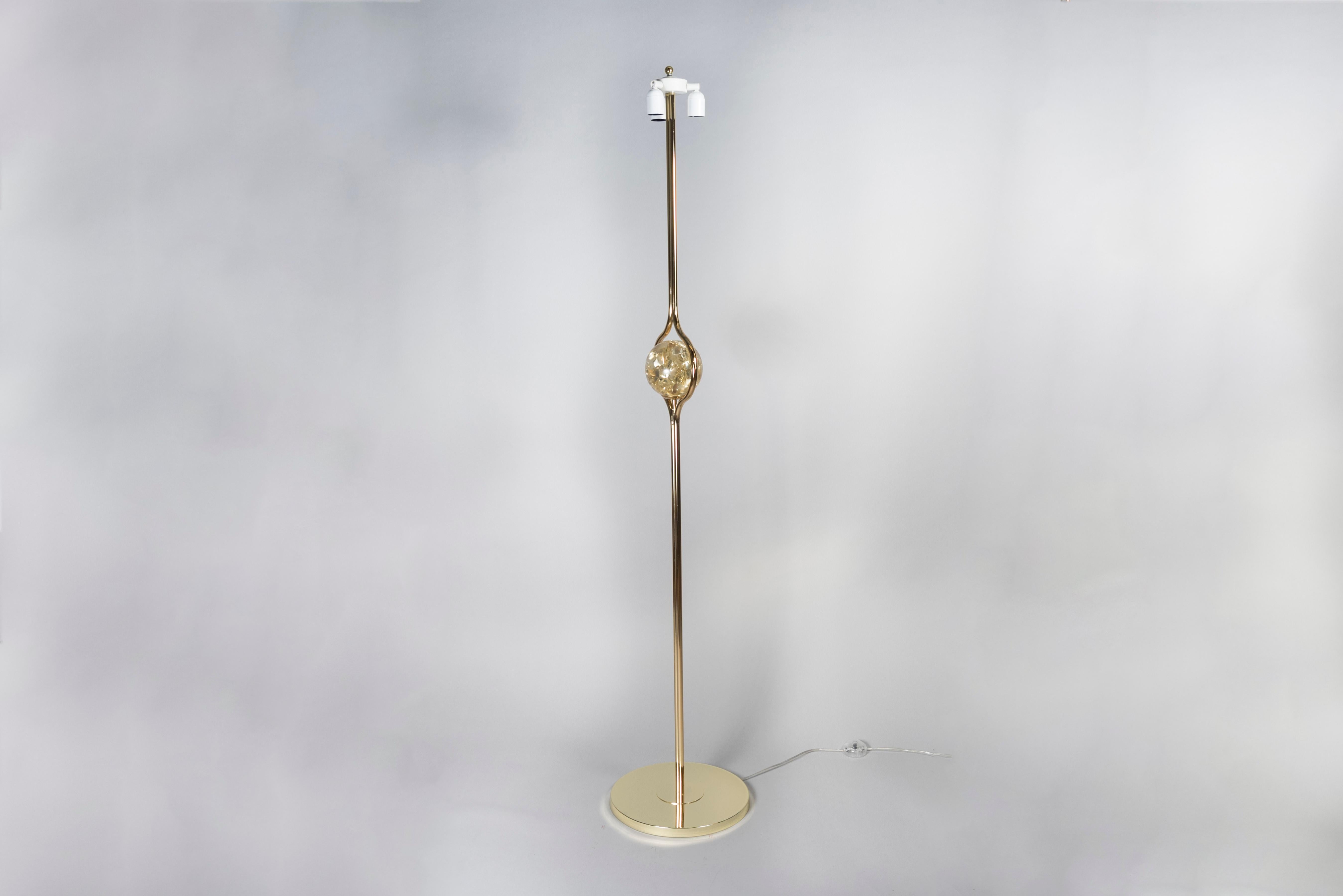 1970's Polished Brass Floor Lamp by Marie-Claude De Fouquières For Sale 1