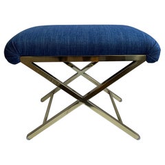 1970s Polished Brass X-Base Bench
