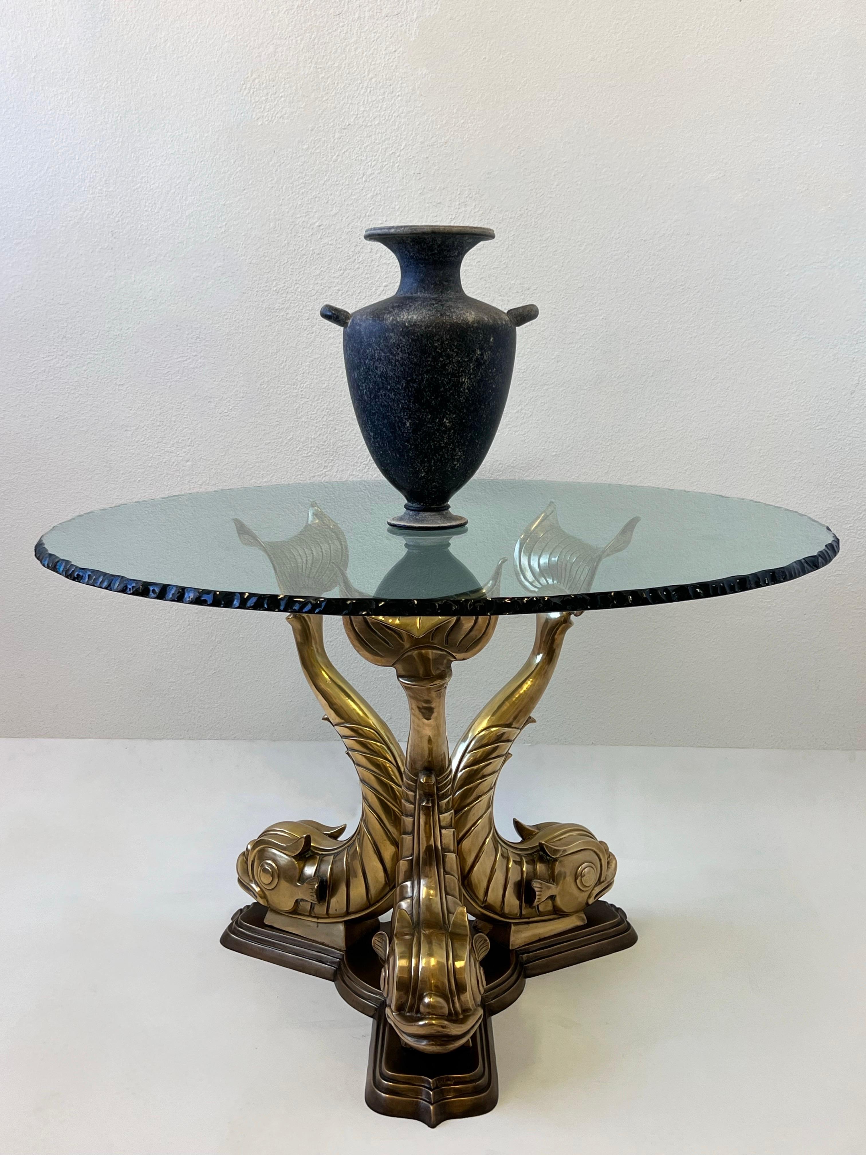 1970’s Polished Bronze Fish Entry Table  For Sale 3