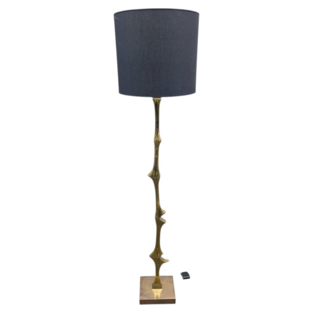 1970's Polished bronze sculptural floor lamp by Willy Daro