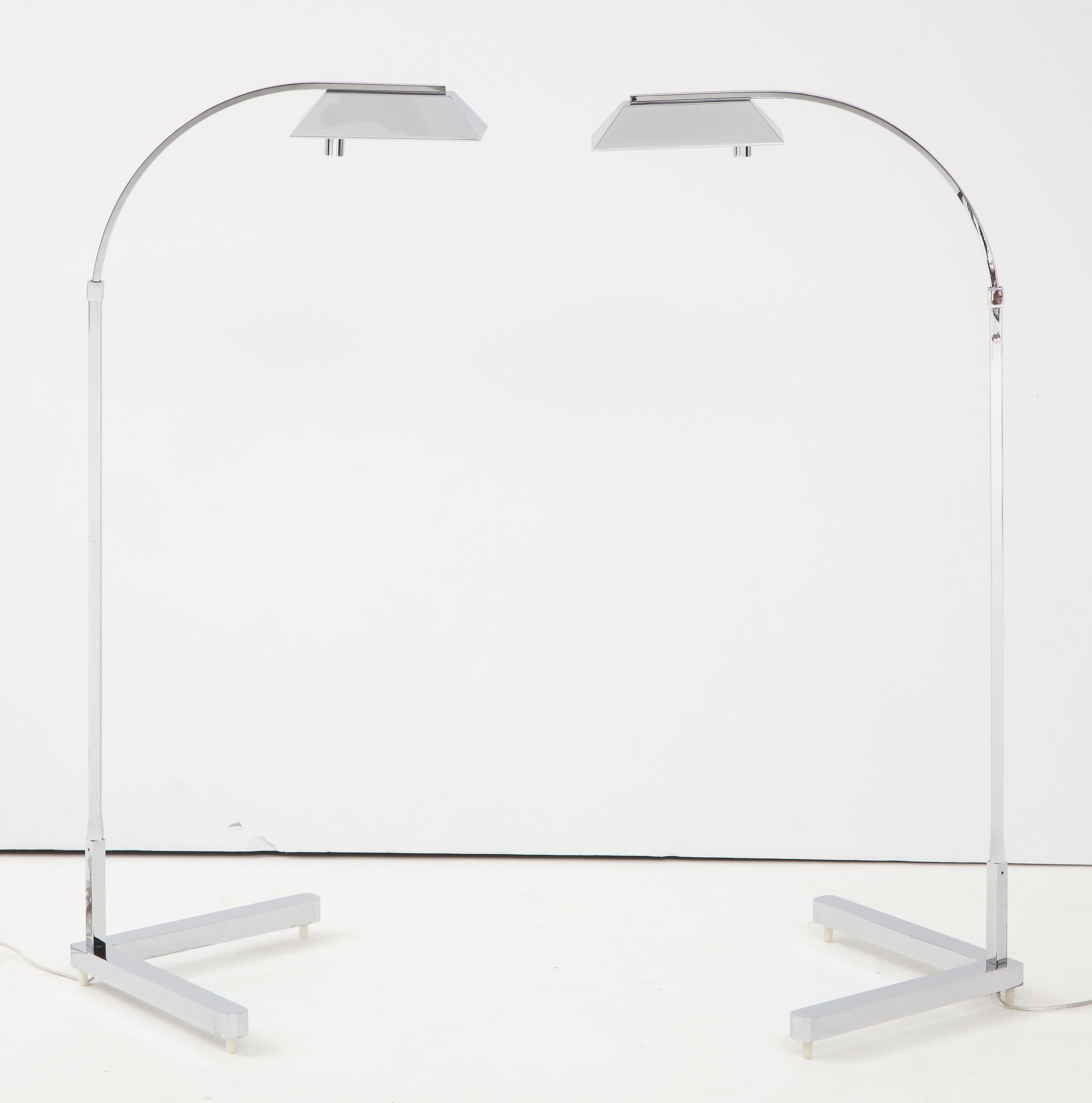 Stunning 1970s polished chrome floor lamps by Casella.