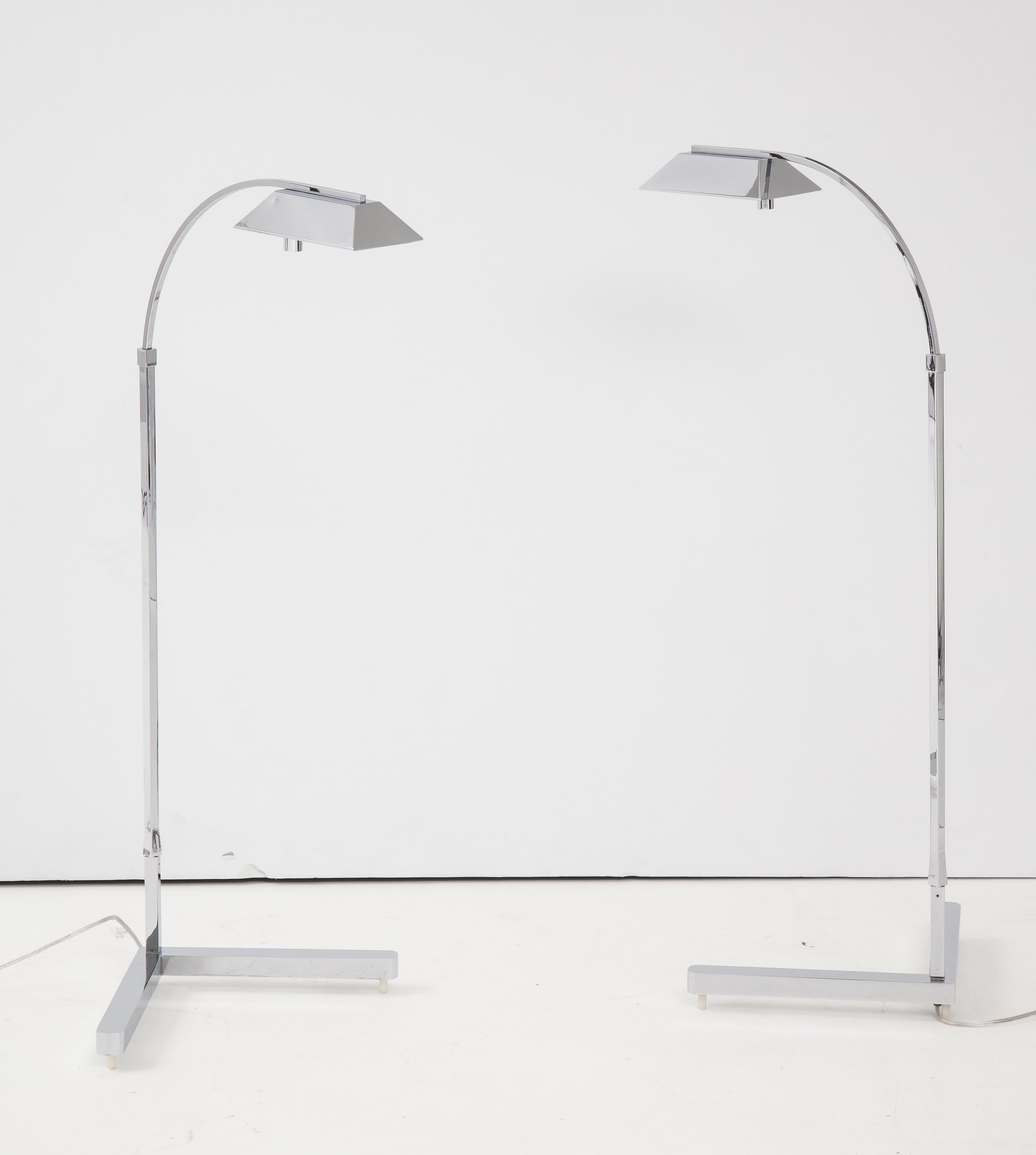 Late 20th Century 1970s Polished Chrome Floor Lamps by Casella
