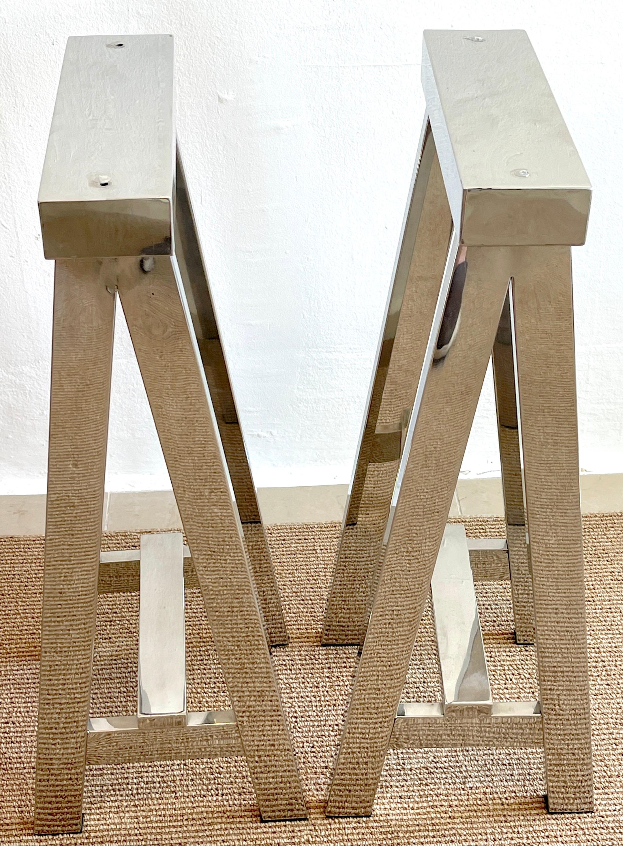 1970s Polished Chrome Sawhorse Console Table 1