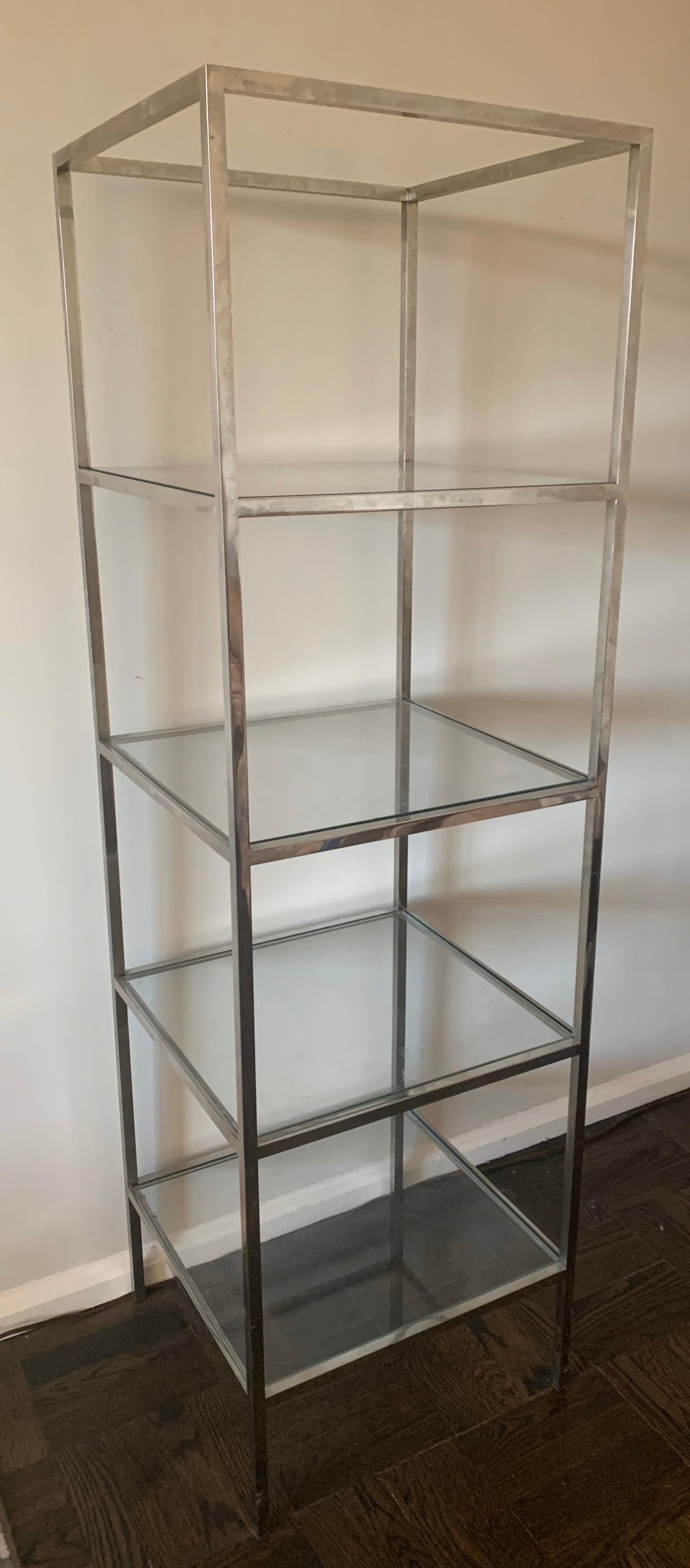 1970s Polished Chrome Cube Shelf Étagère or Bookcase In Good Condition In Stamford, CT