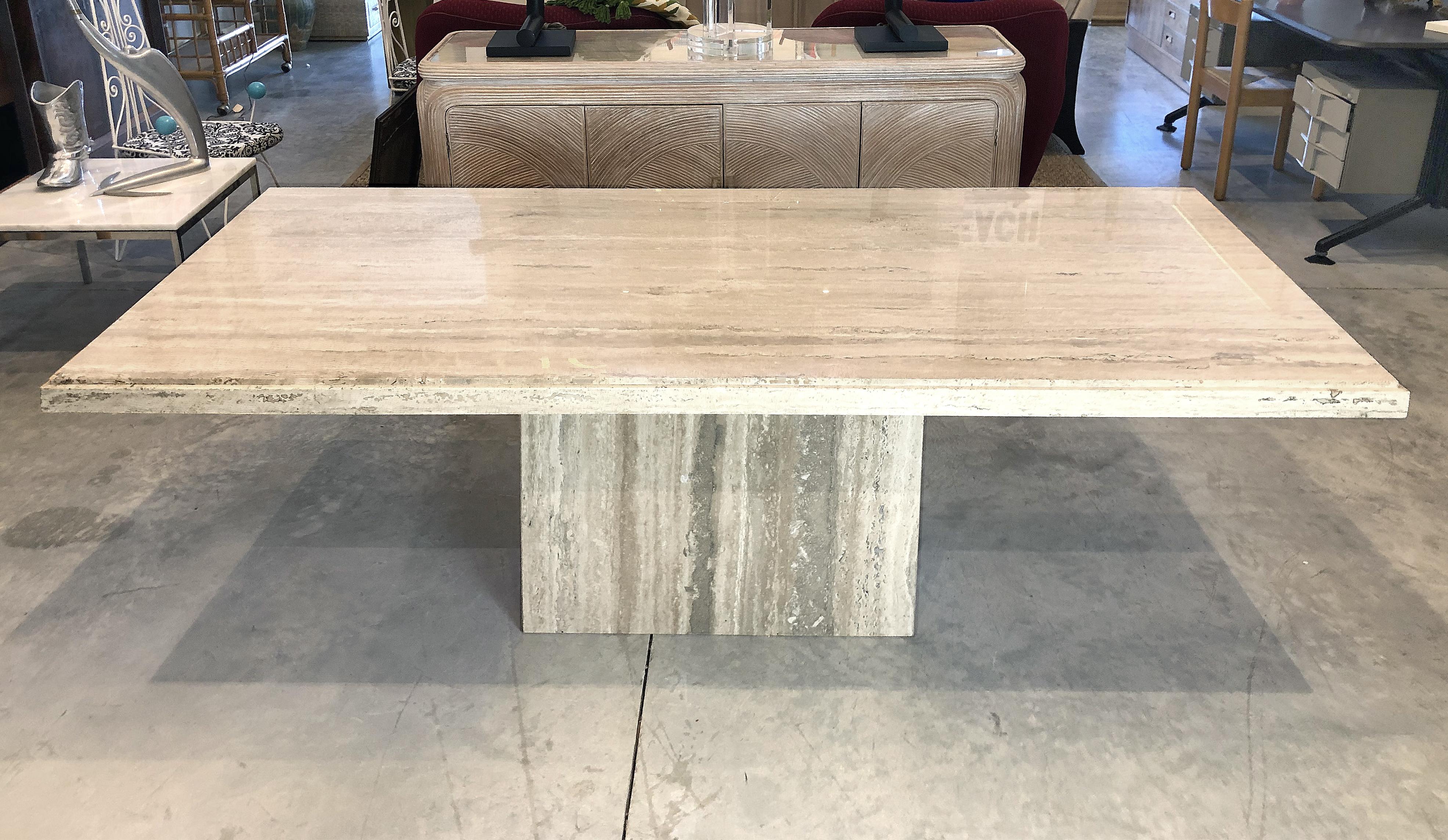 travertine dining table and chairs