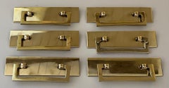 1970s Polished Solid Brass Campaign Drawer Pulls