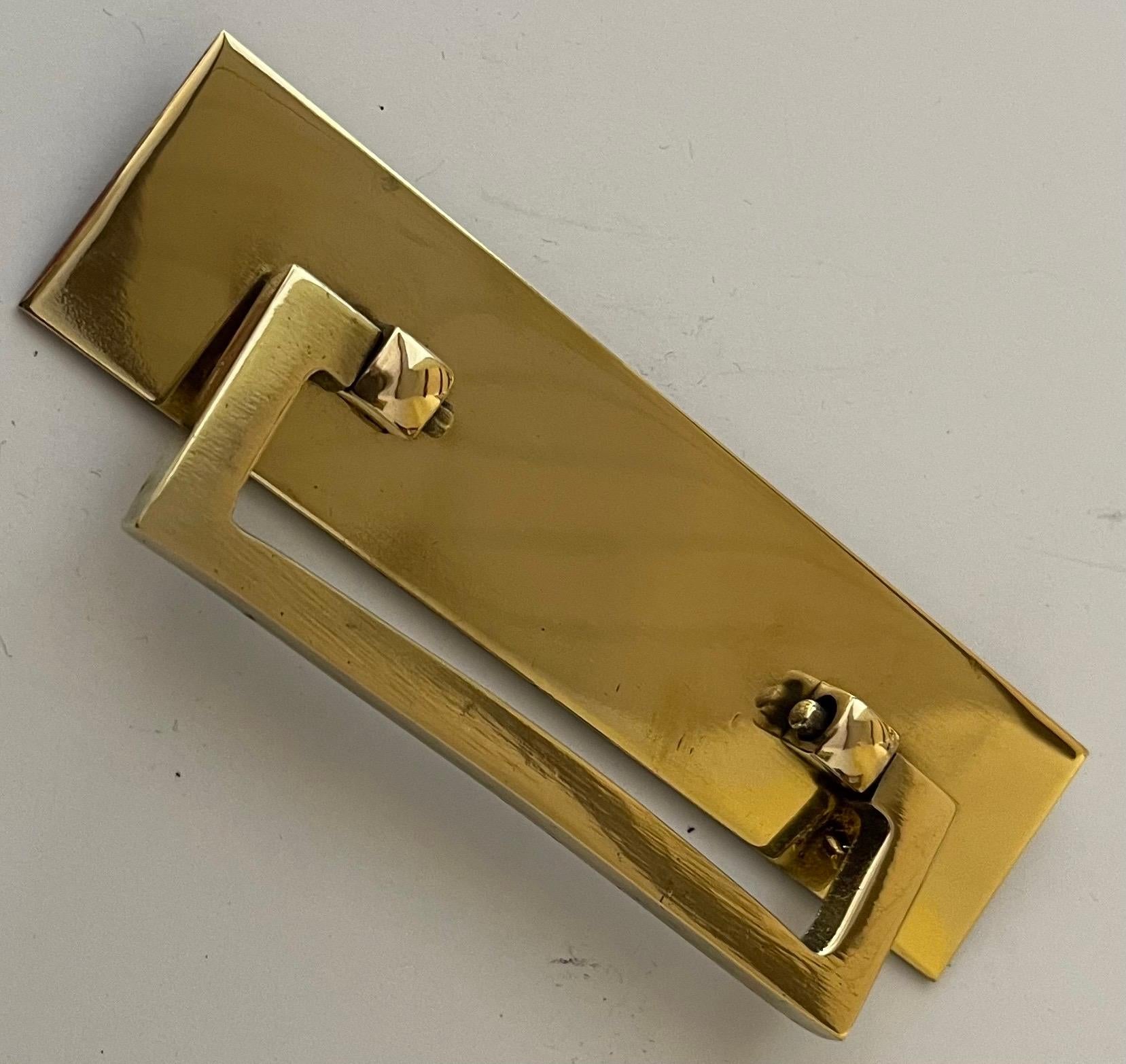 1970s Polished Solid Brass Campaign Drawer Pulls In Good Condition For Sale In Stamford, CT