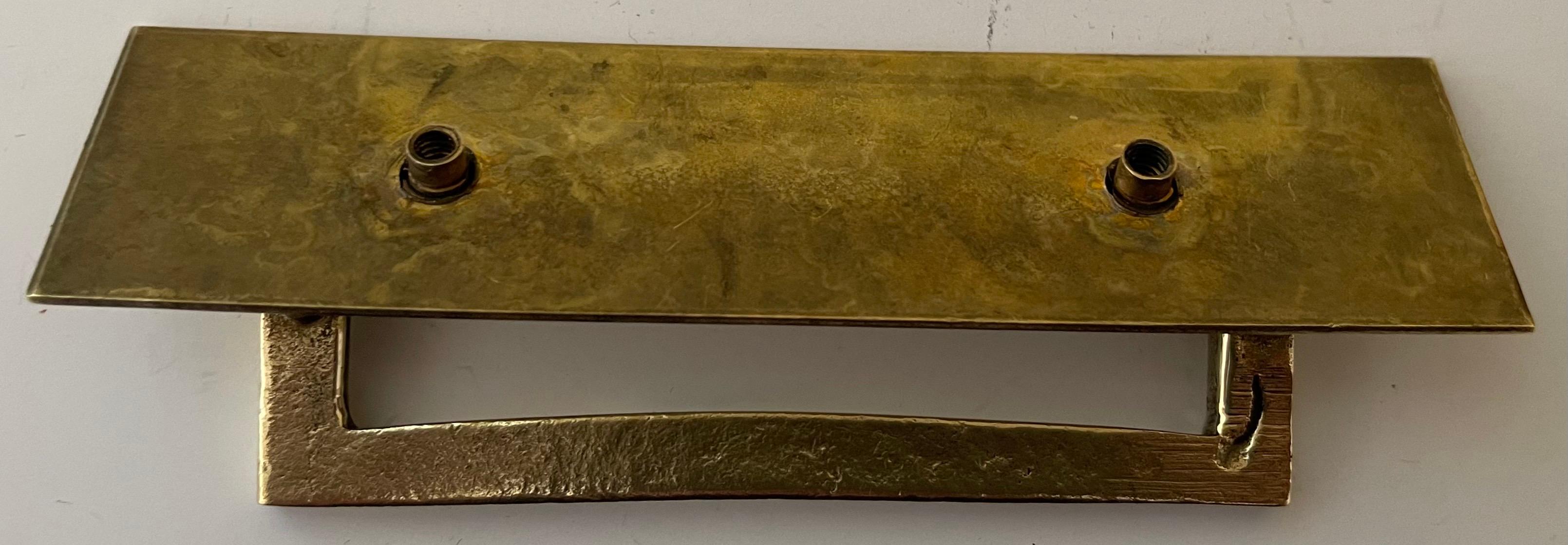 Late 20th Century 1970s Polished Solid Brass Campaign Drawer Pulls For Sale